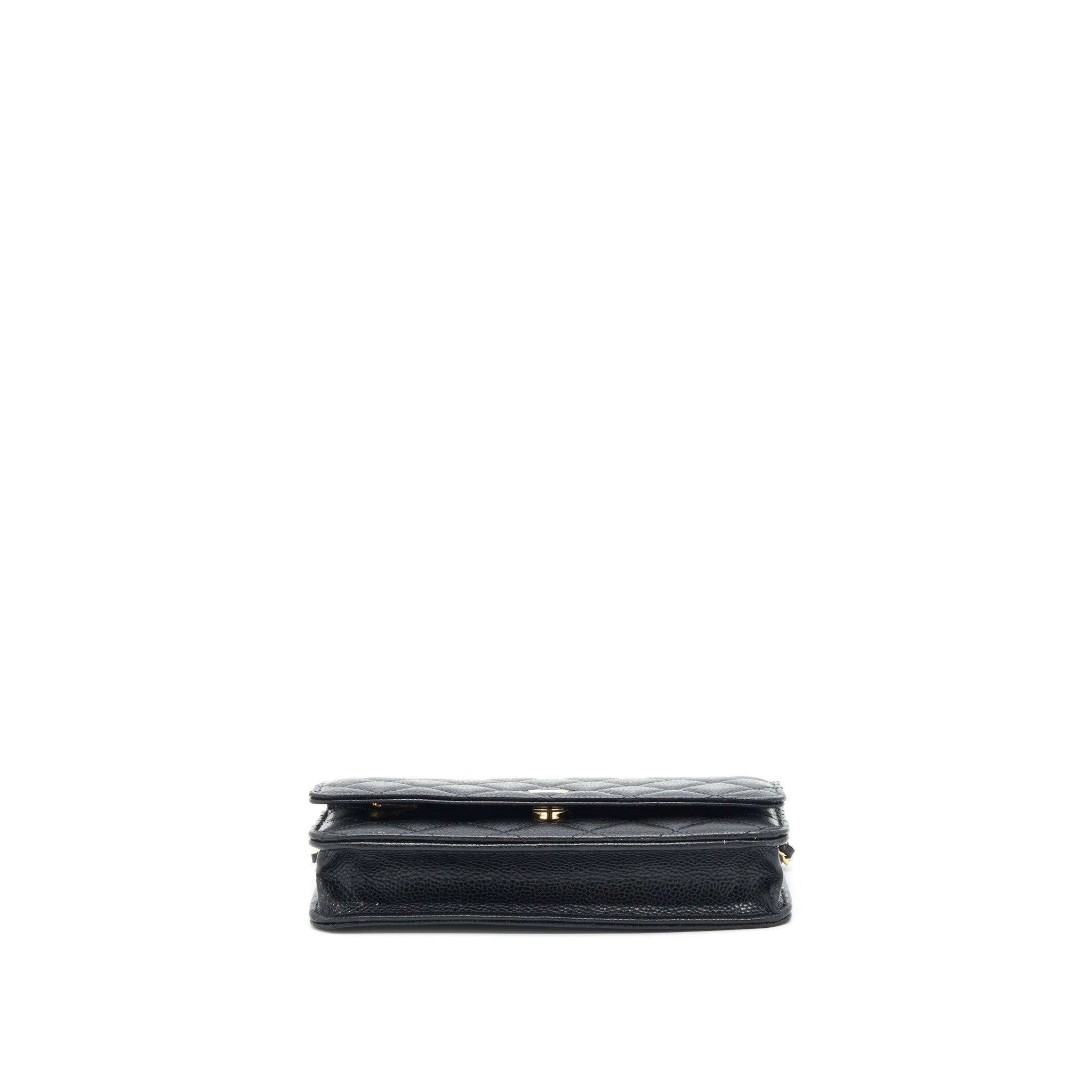 CHANEL CLASSIC WALLET ON CHAIN CAVIAR BLACK LGHW (MICROCHIP)