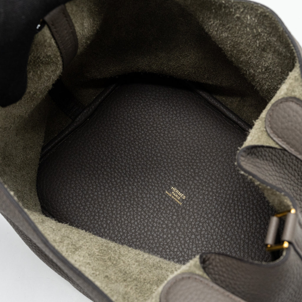 HERMES PICOTIN 22 LOCK BAG CLEMENCE GRIS ETAIN GHW