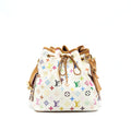 LOUIS VUITTON PETIT NOE SHOULDER BAG MONOGRAM CANVAS MULTICOLOR WHITE