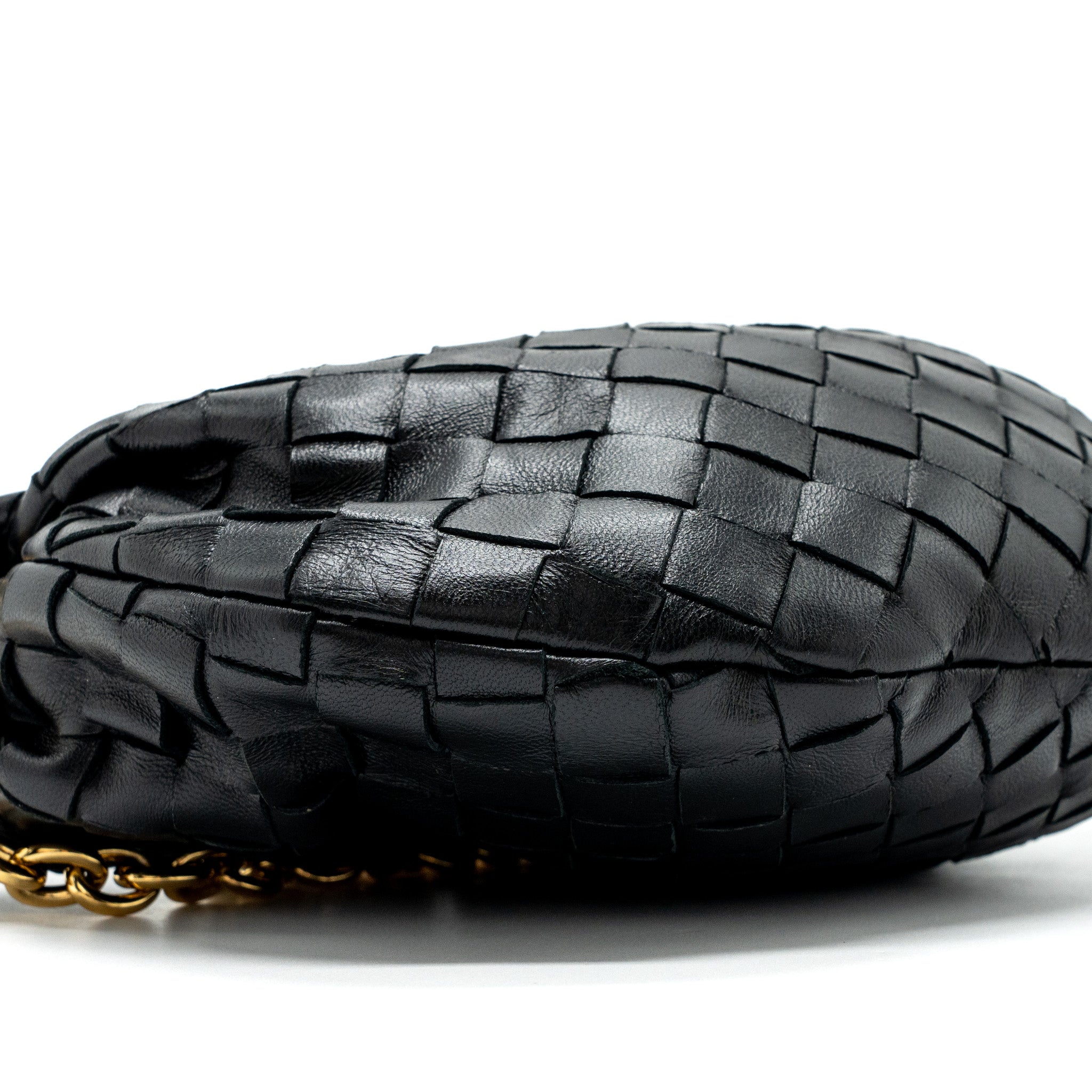BOTTEGA VENETA MINI JODIE CHAIN BAG LAMBSKIN BLACK GHW