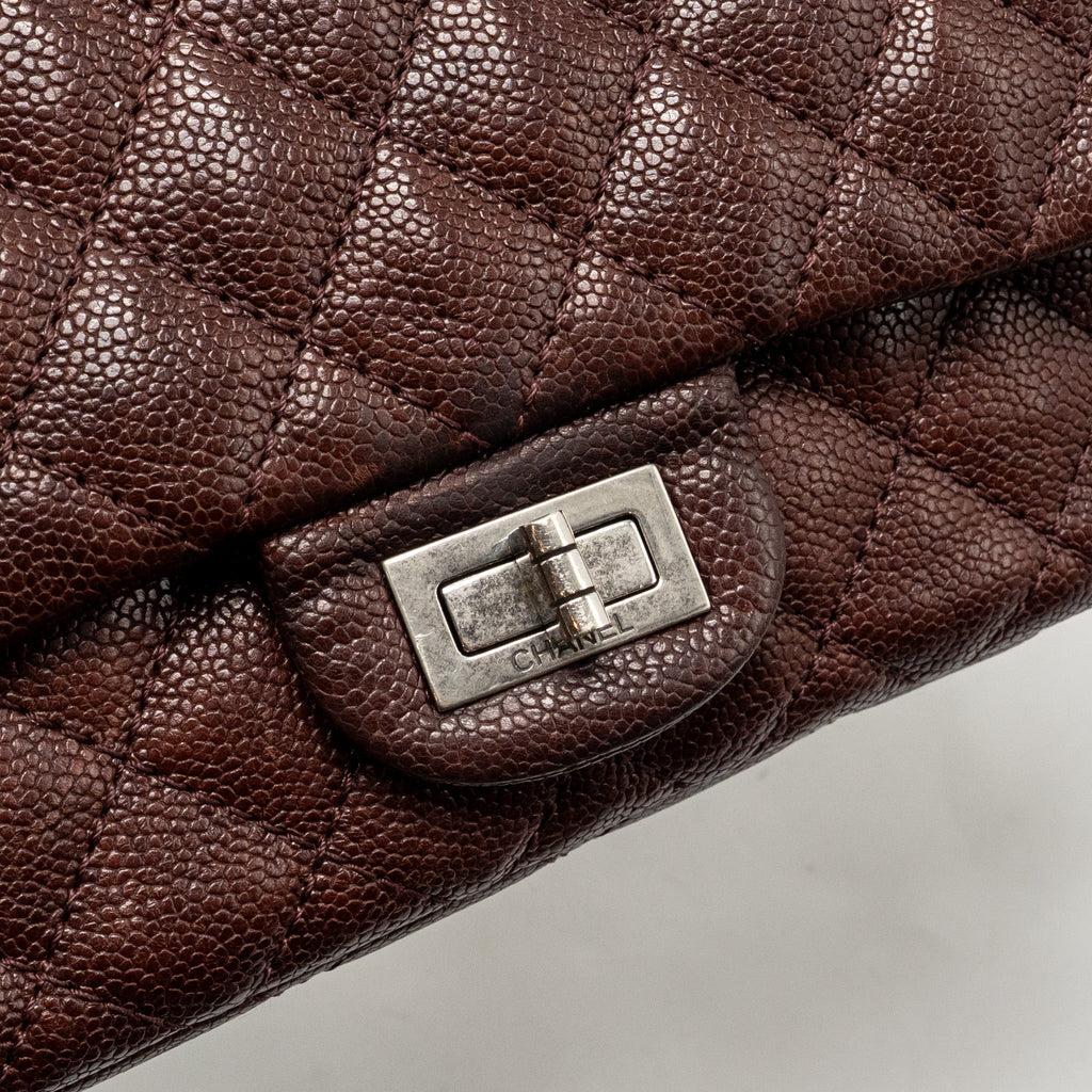 CHANEL SMALL 2.55 REISSUE DOUBLE FLAP BAG SHINY GRAINED CALFSKIN BURGUNDY SHW