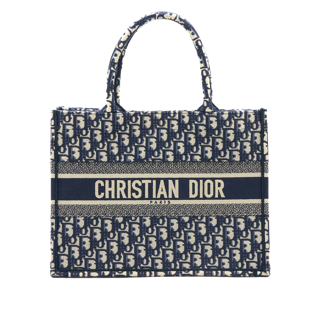 DIOR MEDIUM BOOK TOTE BLUE OBLIQUE EMBROIDERY