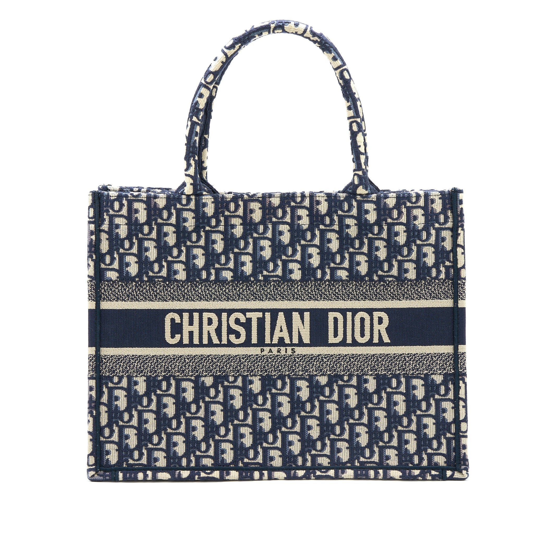 DIOR MEDIUM BOOK TOTE BLUE OBLIQUE EMBROIDERY