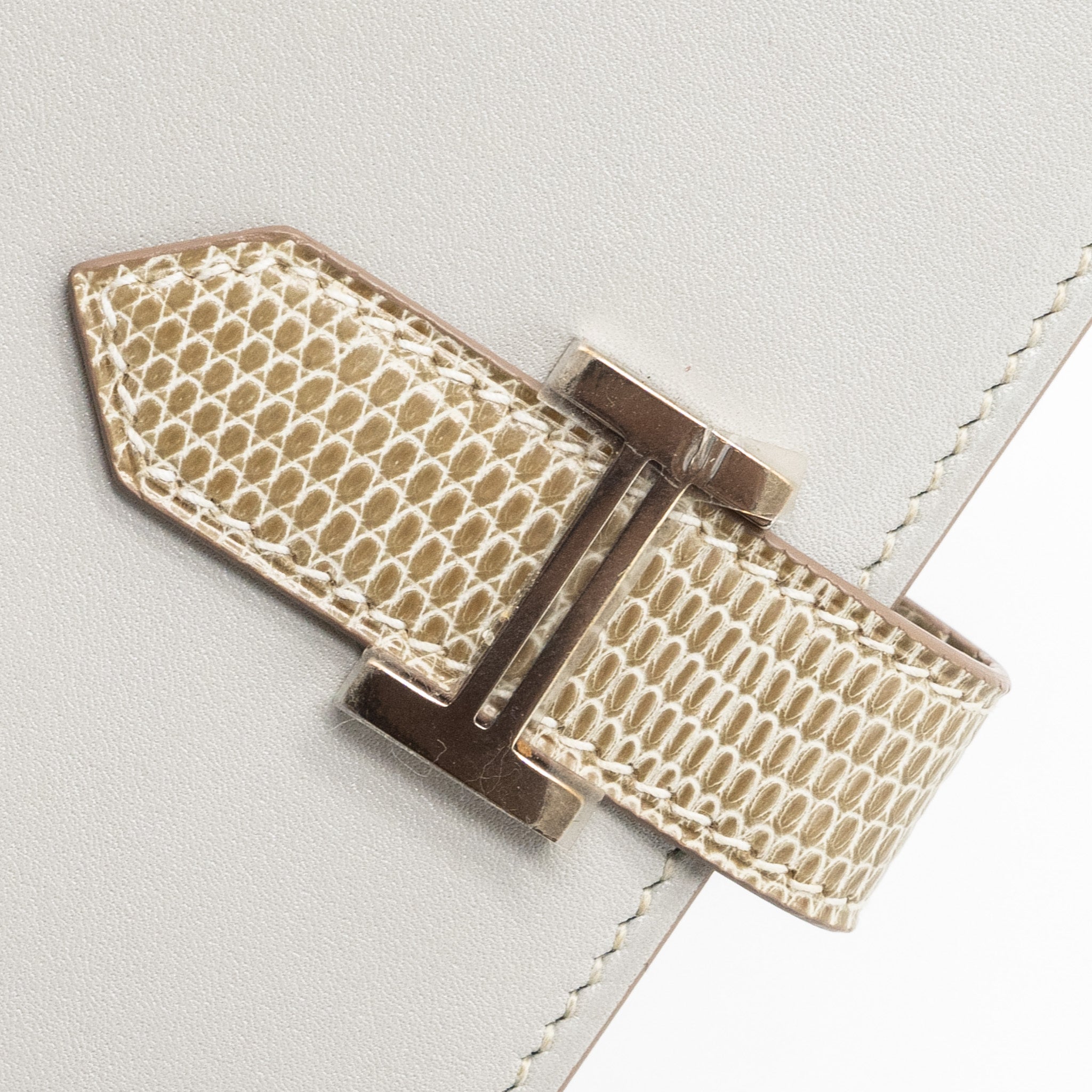 HERMES BEARN LONG WALLET TADELAKT/LIZARD GRIS PERLE/FICELLE SHW
