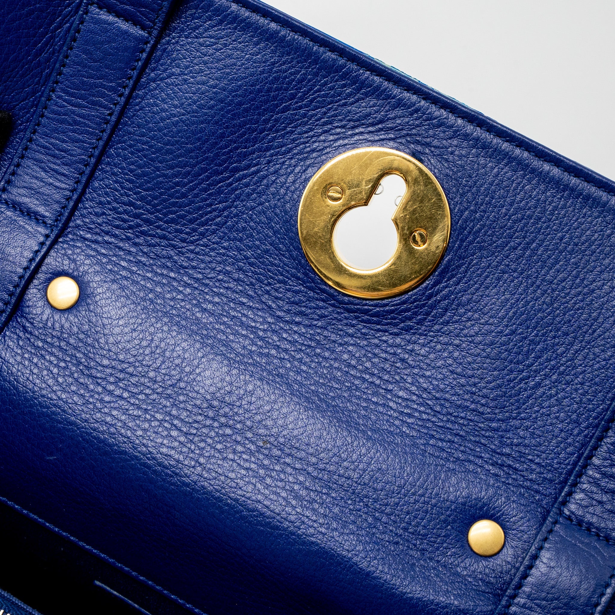 SAINT LAURENT/YSL MUSE TWO TOTE BAG CALFSKIN BLUE GHW