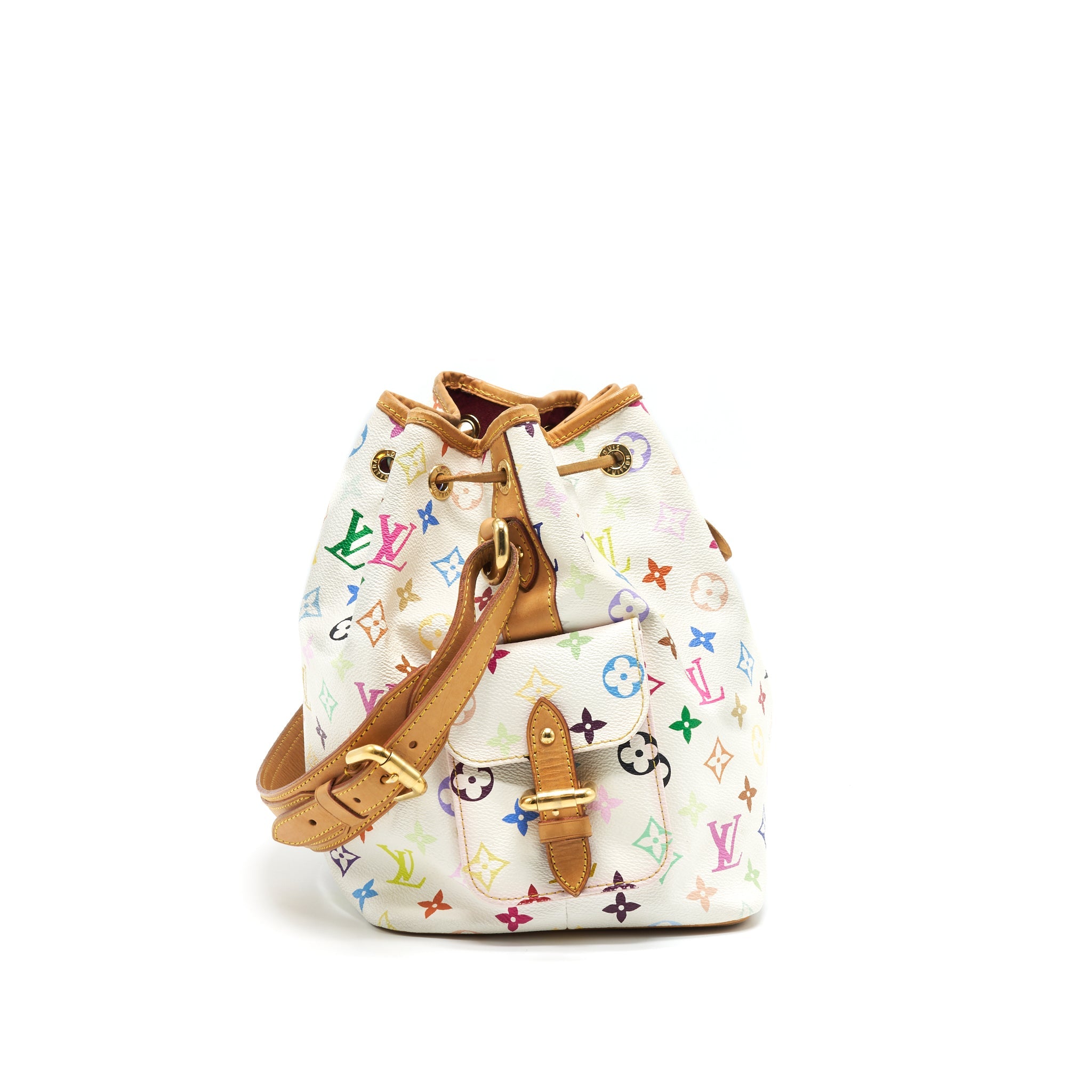 LOUIS VUITTON PETIT NOE SHOULDER BAG MONOGRAM CANVAS MULTICOLOR WHITE