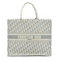 DIOR LARGE DIOR BOOK TOTE GREY OBLIQUE EMBROIDERY