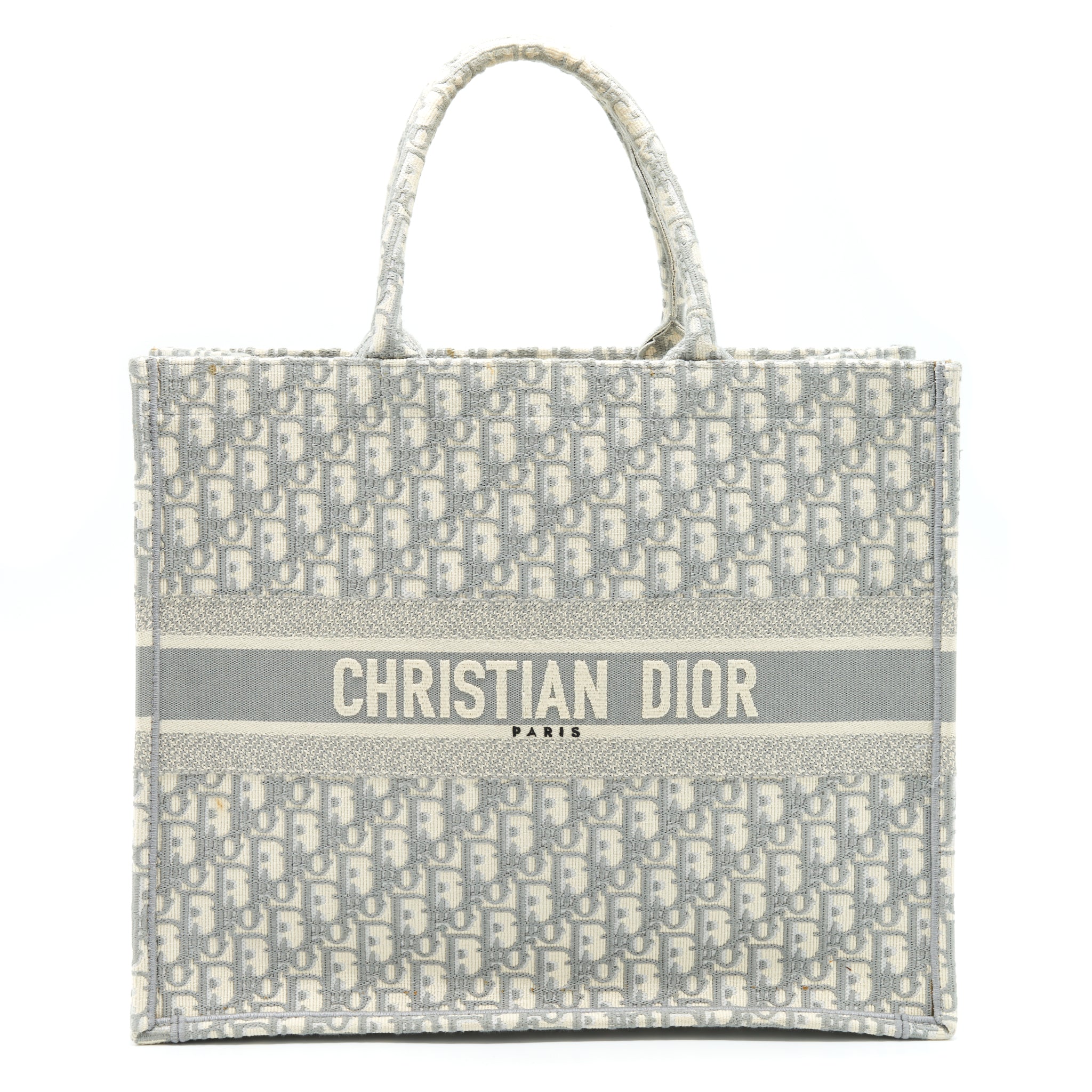 DIOR LARGE DIOR BOOK TOTE GREY OBLIQUE EMBROIDERY