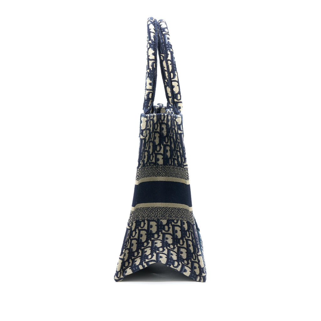 DIOR MEDIUM BOOK TOTE BLUE OBLIQUE EMBROIDERY