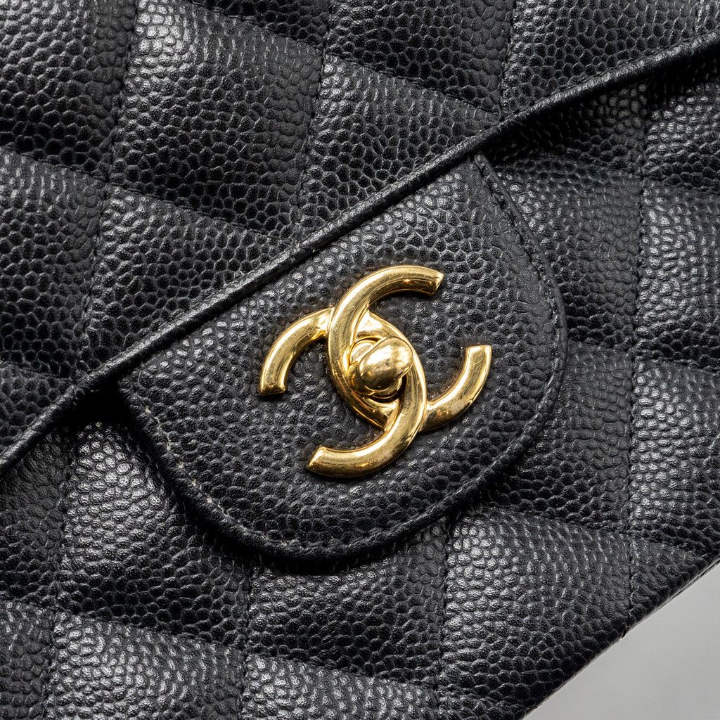 CHANEL JUMBO CLASSIC DOUBLE FLAP BAG CAVIAR BLACK GHW