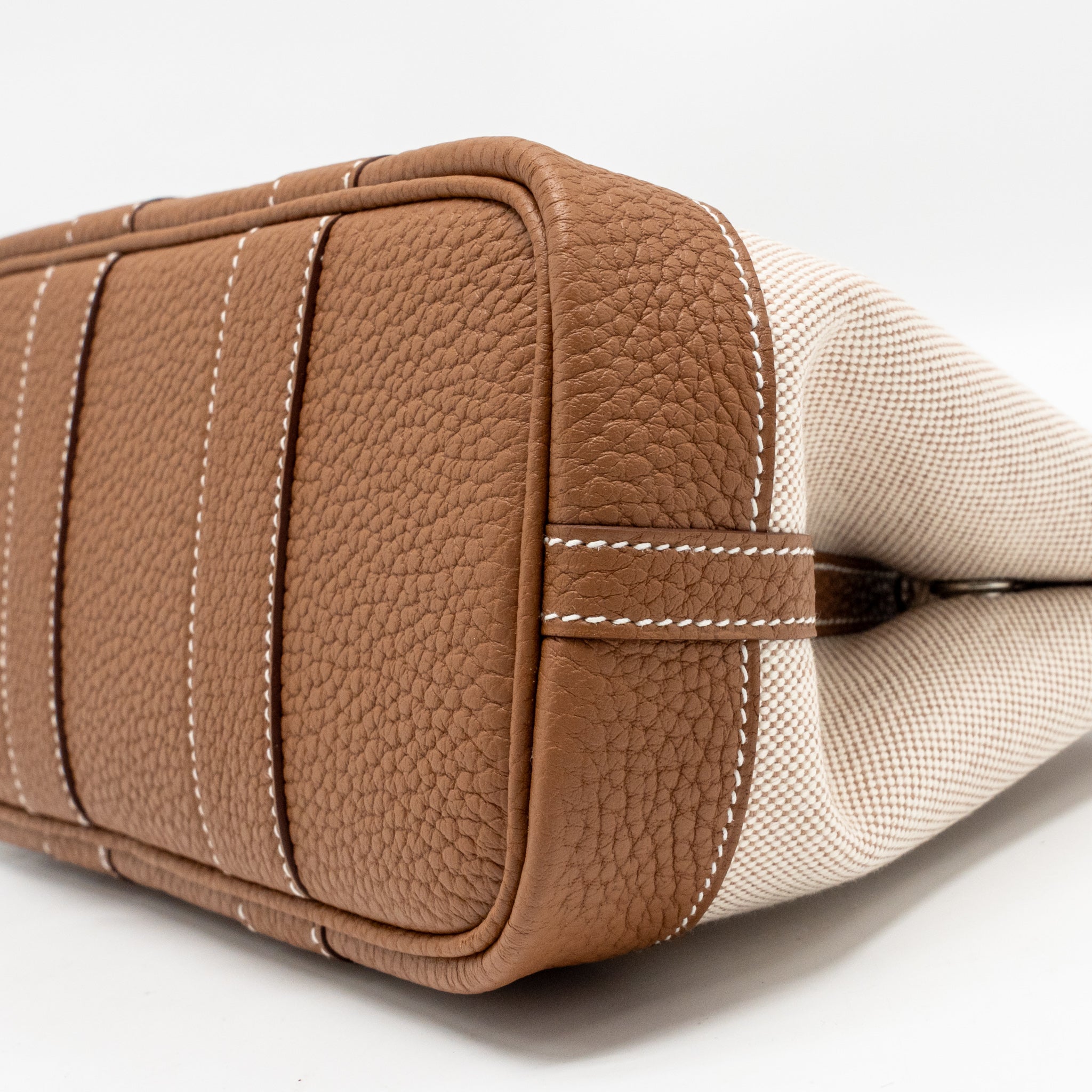 HERMES NEO GARDEN PARTY 23 CANVAS/NEGONDA ECRU-BEIGE/GOLD SHW