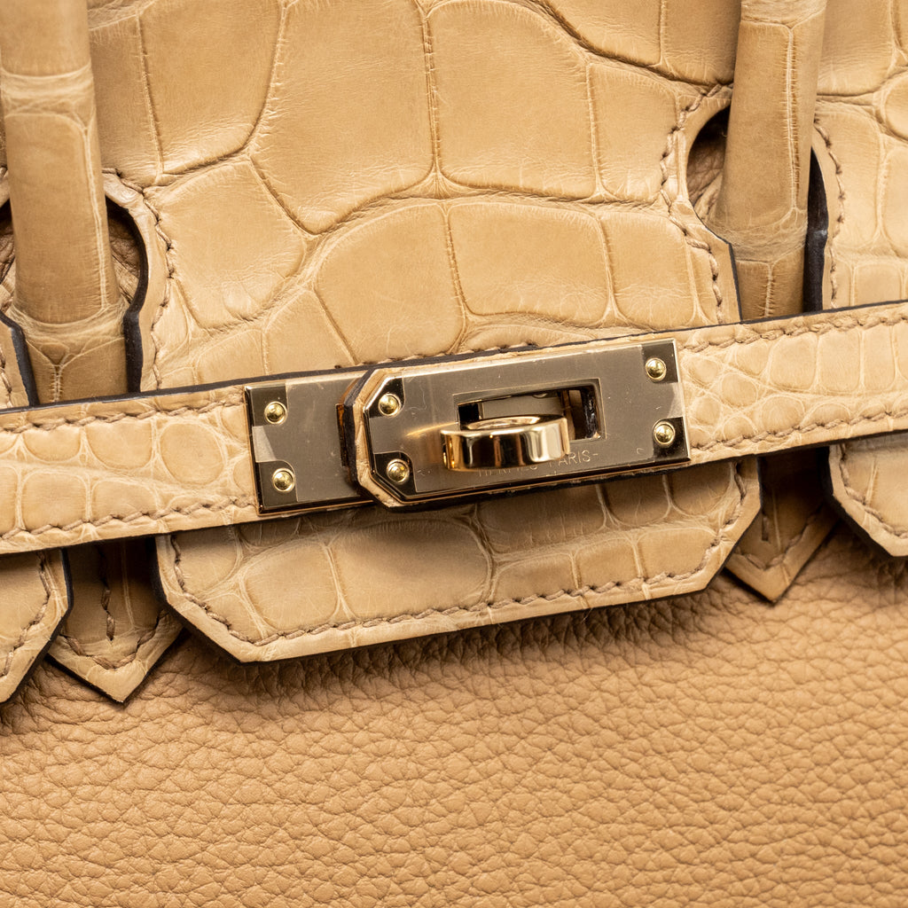 HERMES BIRKIN 25 TOUCH TOGO/ALLIGATOR MISSISSIPPIENSIS MAT CHAI LGHW