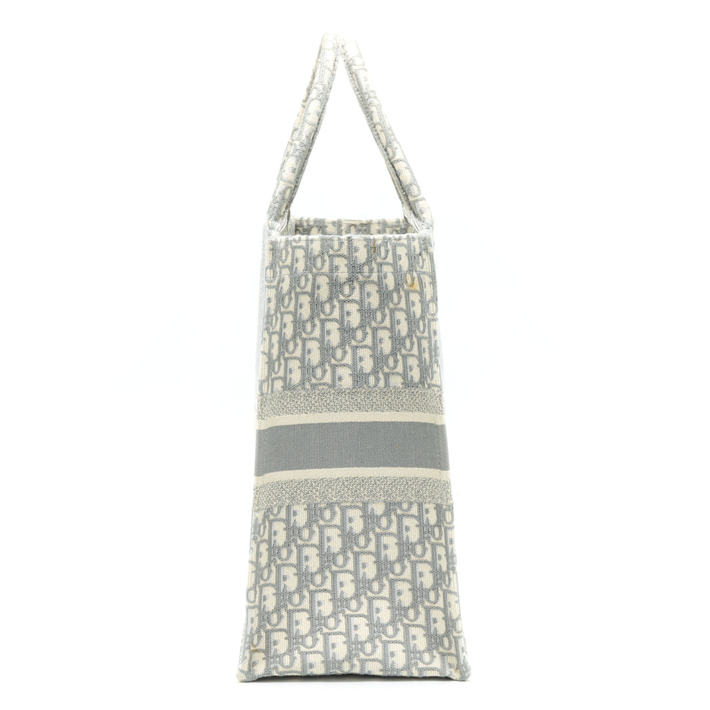 DIOR LARGE DIOR BOOK TOTE GREY OBLIQUE EMBROIDERY