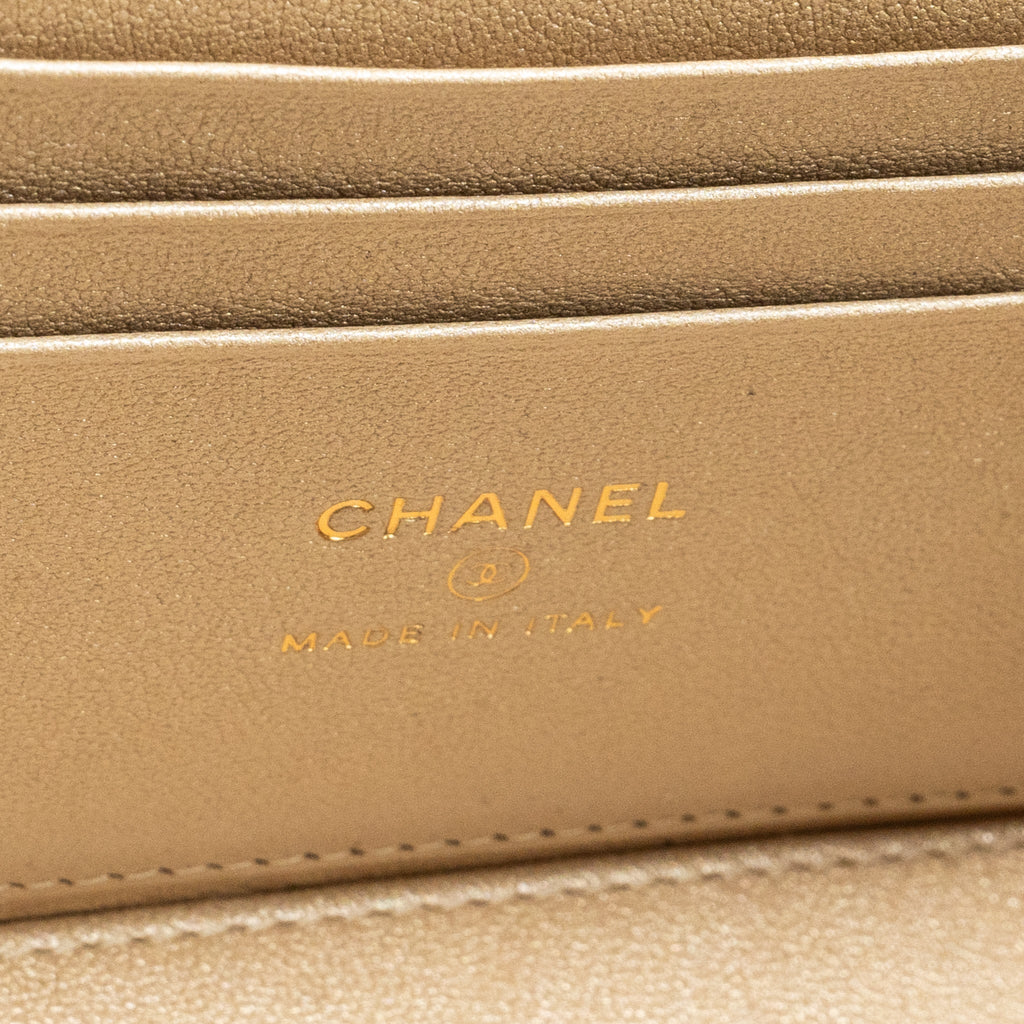CHANEL 23C LONG VANITY WITH CHAIN SHINY LAMBSKIN BLACK GHW (MICROCHIP)