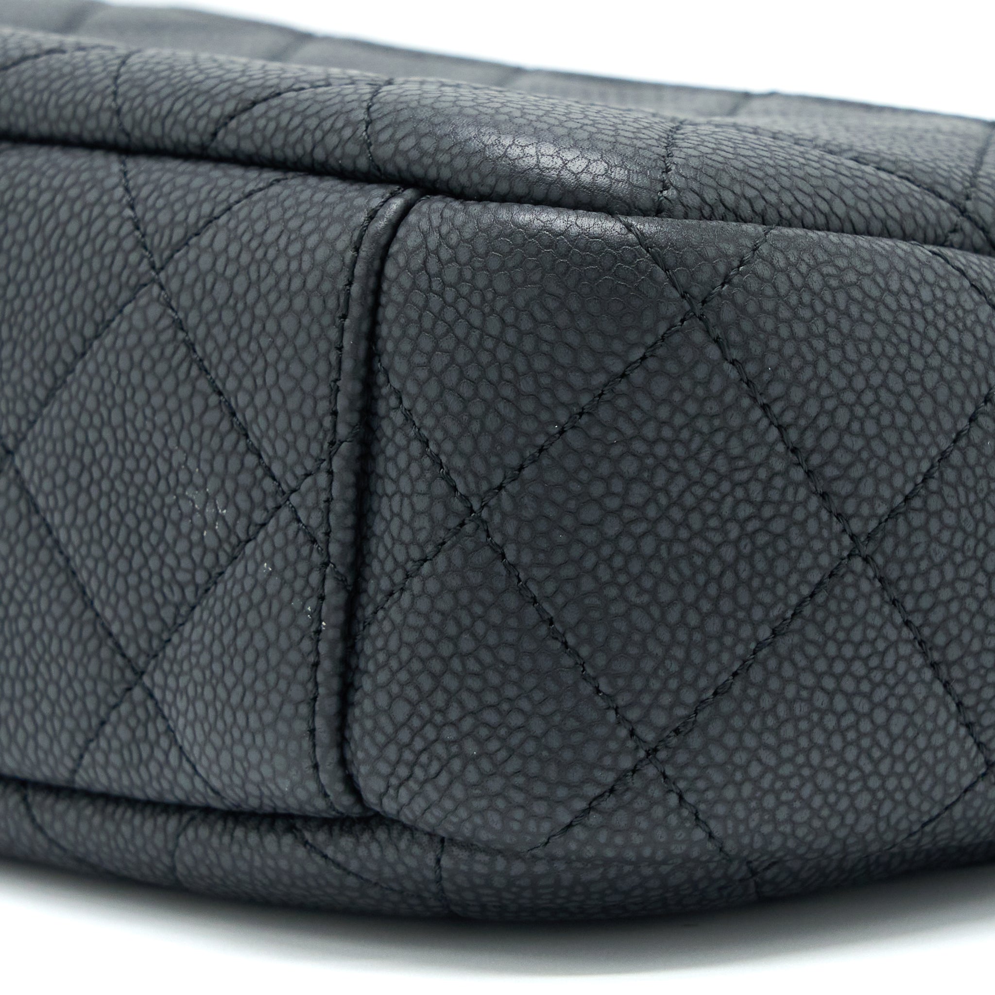 CHANEL LARGE CAMERA BAG GRAINED CALFSKIN DARK GREY LGHW