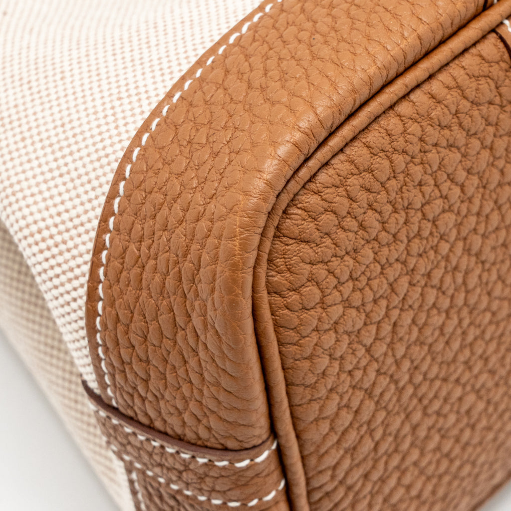 HERMES NEO GARDEN PARTY 23 CANVAS/NEGONDA ECRU-BEIGE/GOLD SHW