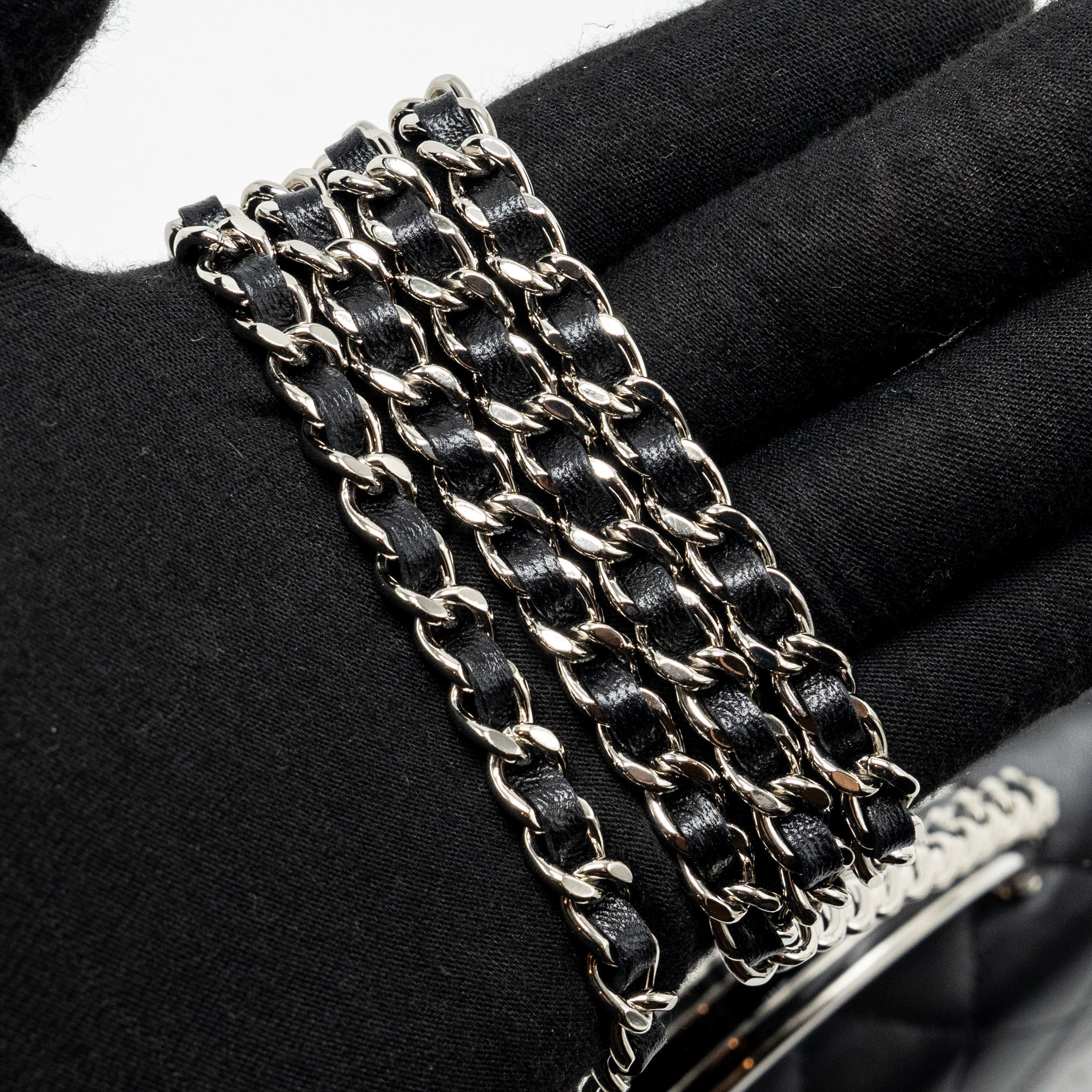 CHANEL TOP HANDLE MINI WALLET ON CHAIN FLAP BAG LAMBSKIN BLACK SHW (MICROCHIP)