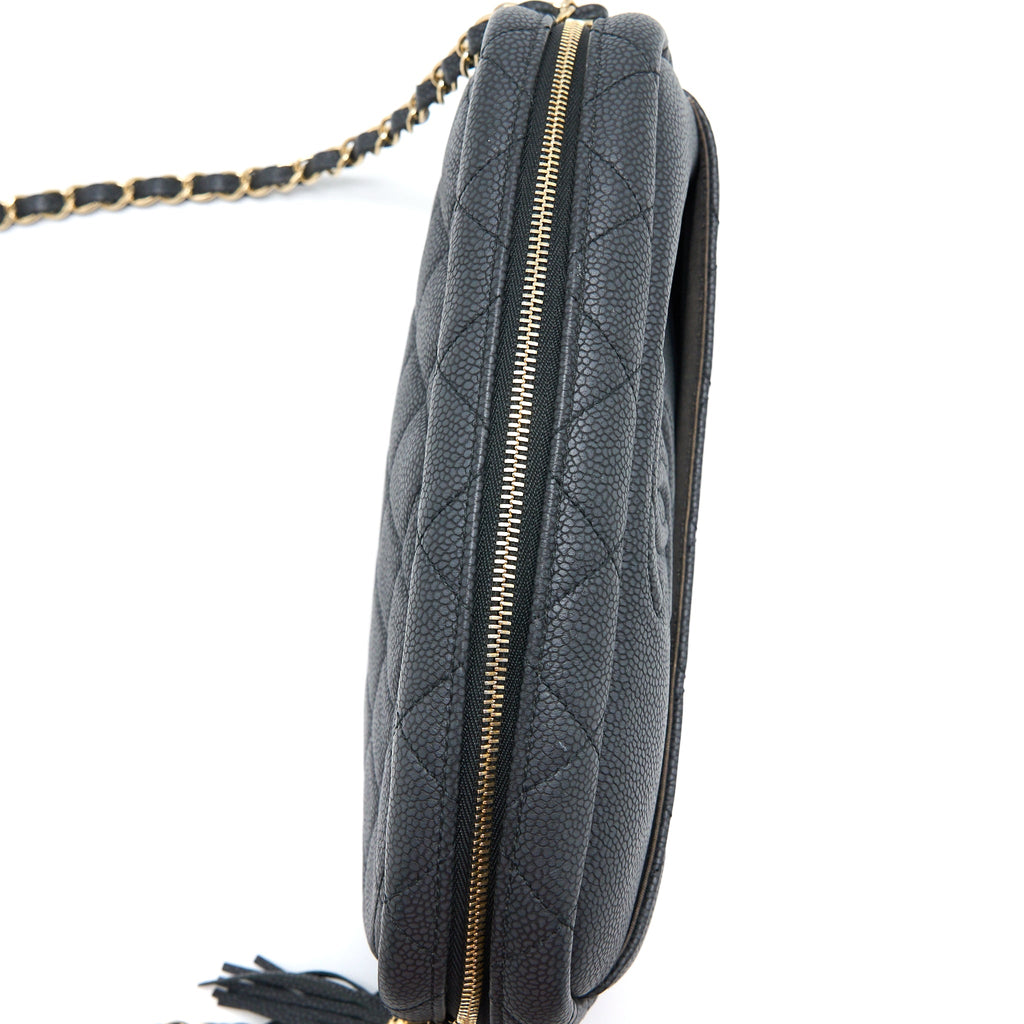 CHANEL LARGE CAMERA BAG GRAINED CALFSKIN DARK GREY LGHW