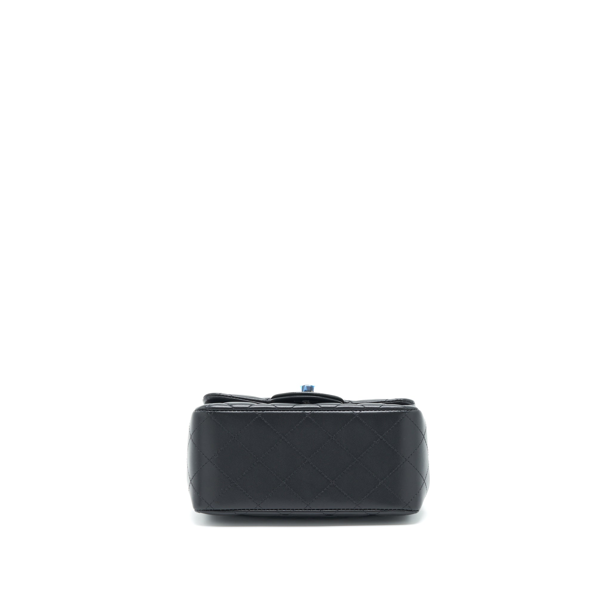 CHANEL MINI SQUARE FLAP BAG LAMBSKIN SO BLACK