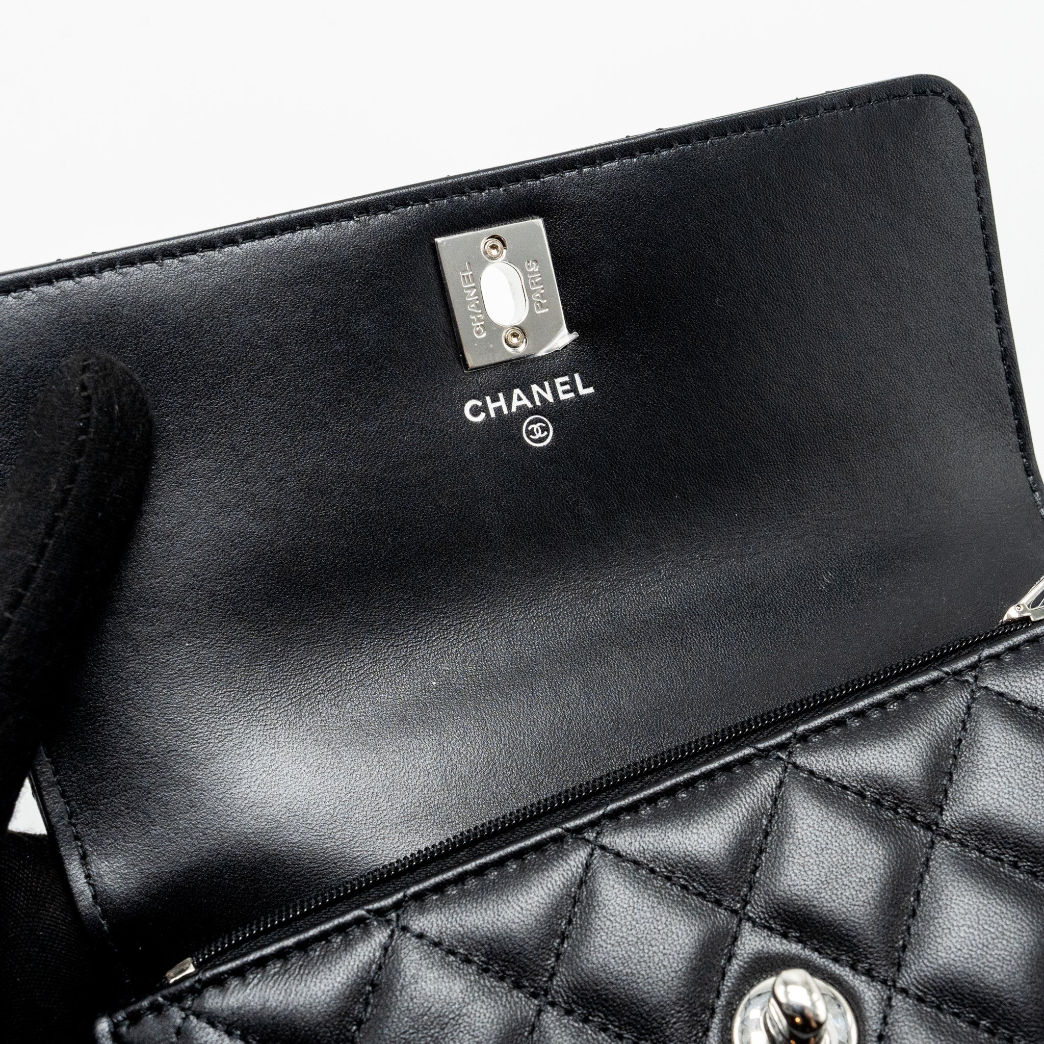 CHANEL TOP HANDLE MINI WALLET ON CHAIN FLAP BAG LAMBSKIN BLACK SHW (MICROCHIP)
