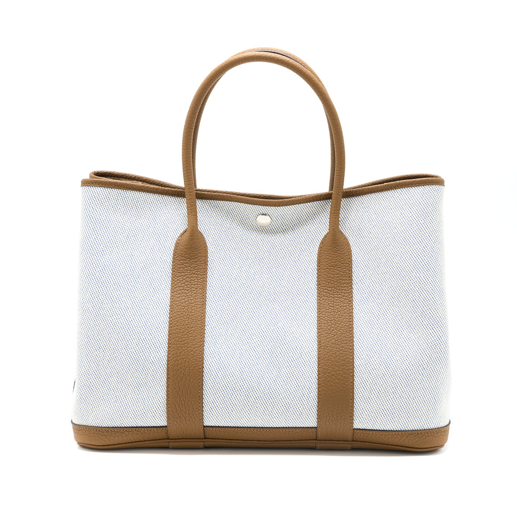 HERMES GARDEN PARTY 36 NEGONDA/CANVAS ECRU/ALEZAN/BLUE BILL SHW