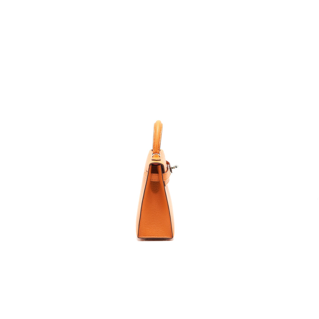 HERMES SAC MINI KELLY Ⅱ VERSO CHEVRE MYSORE ORANGE/ SANGUINE SHW