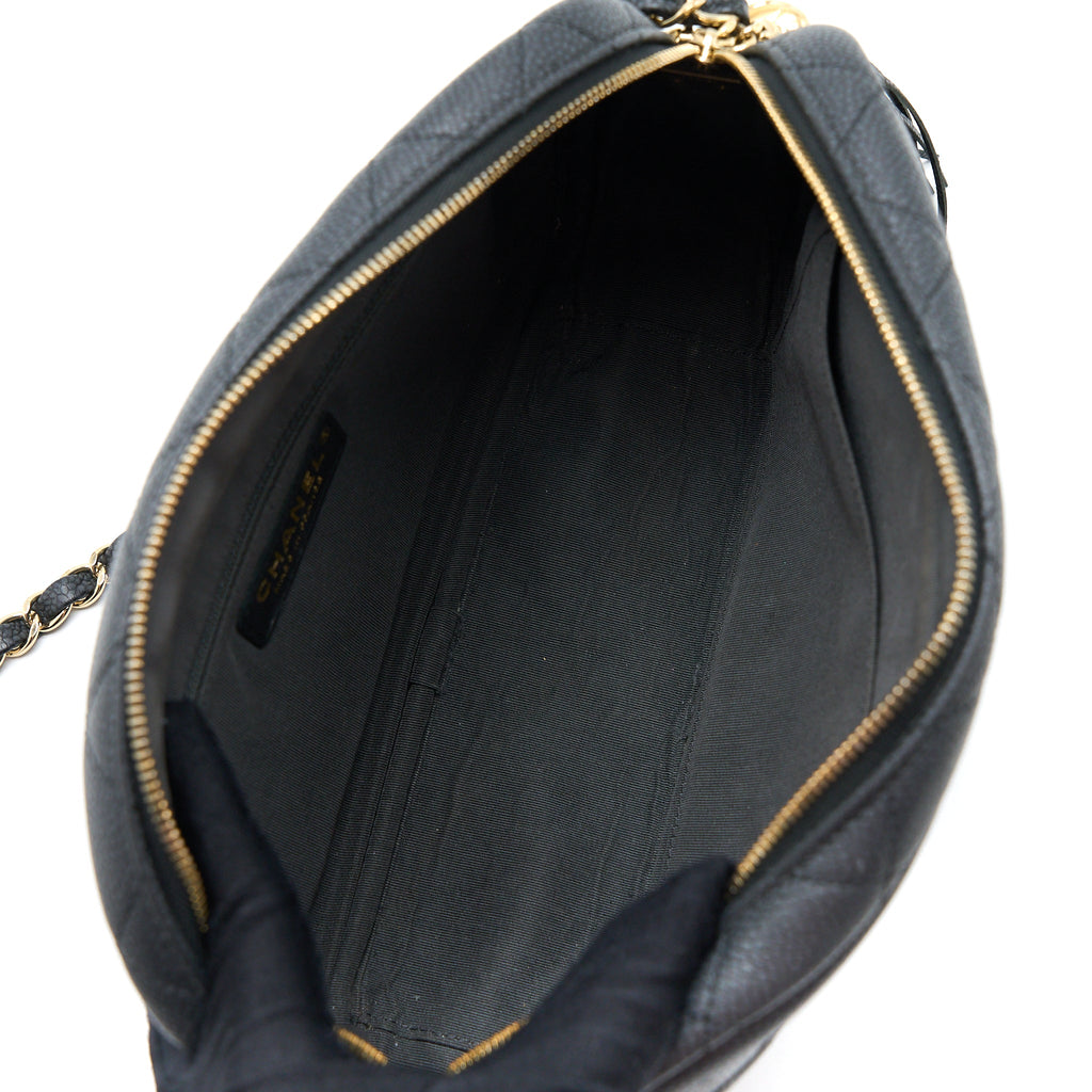 CHANEL LARGE CAMERA BAG GRAINED CALFSKIN DARK GREY LGHW