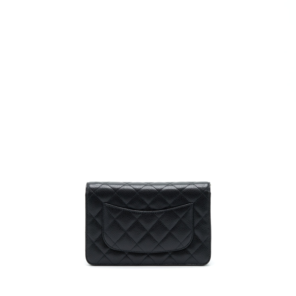 CHANEL CLASSIC WALLET ON CHAIN CAVIAR BLACK SHW (MICROCHIP)