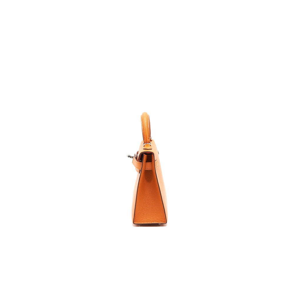 HERMES SAC MINI KELLY Ⅱ VERSO CHEVRE MYSORE ORANGE/ SANGUINE SHW