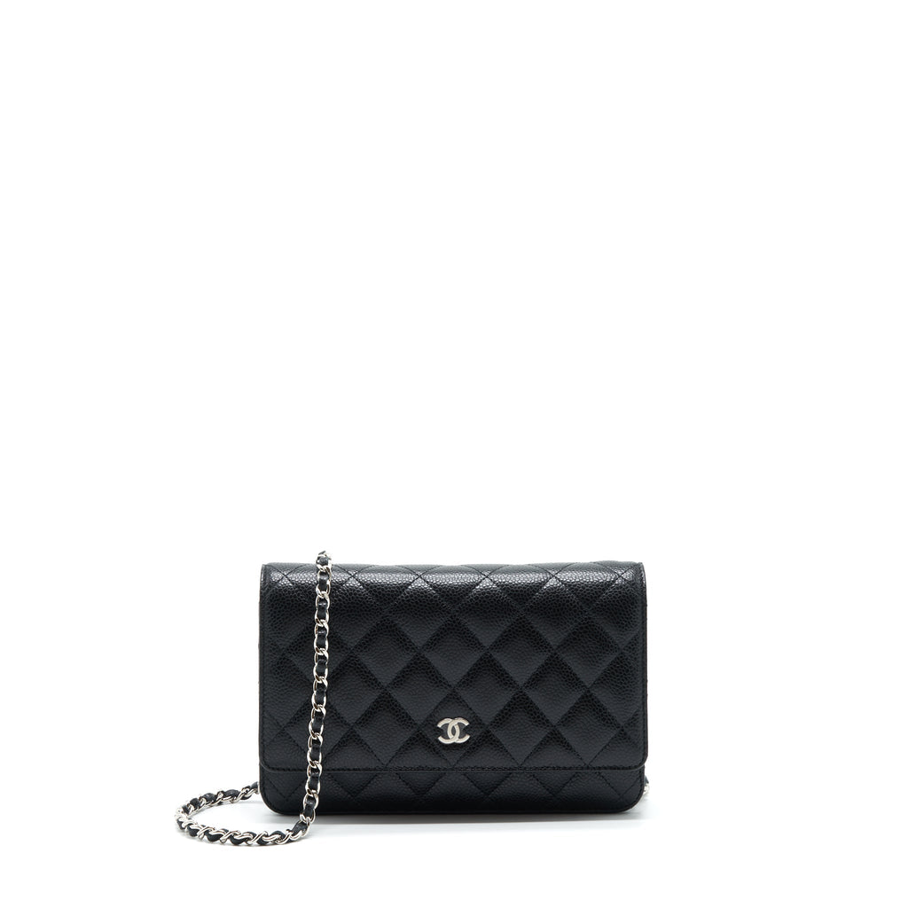 CHANEL CLASSIC WALLET ON CHAIN CAVIAR BLACK SHW (MICROCHIP)