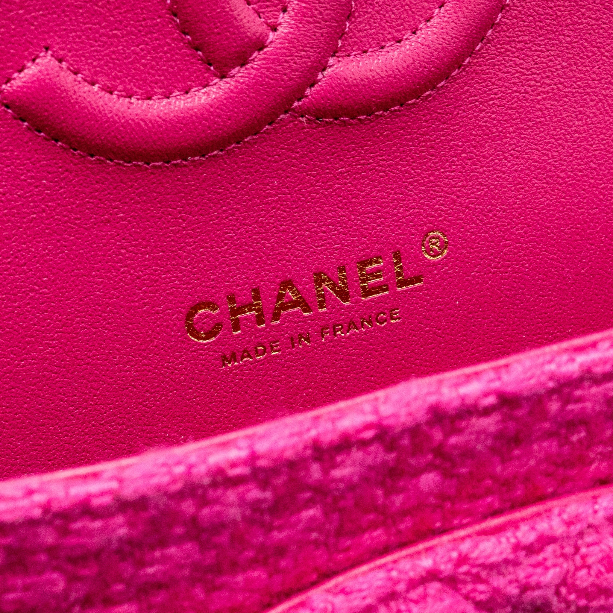 CHANEL MEDIUM CLASSIC DOUBLE FLAP BAG TWEED PINK LGHW (MICROCHIP)