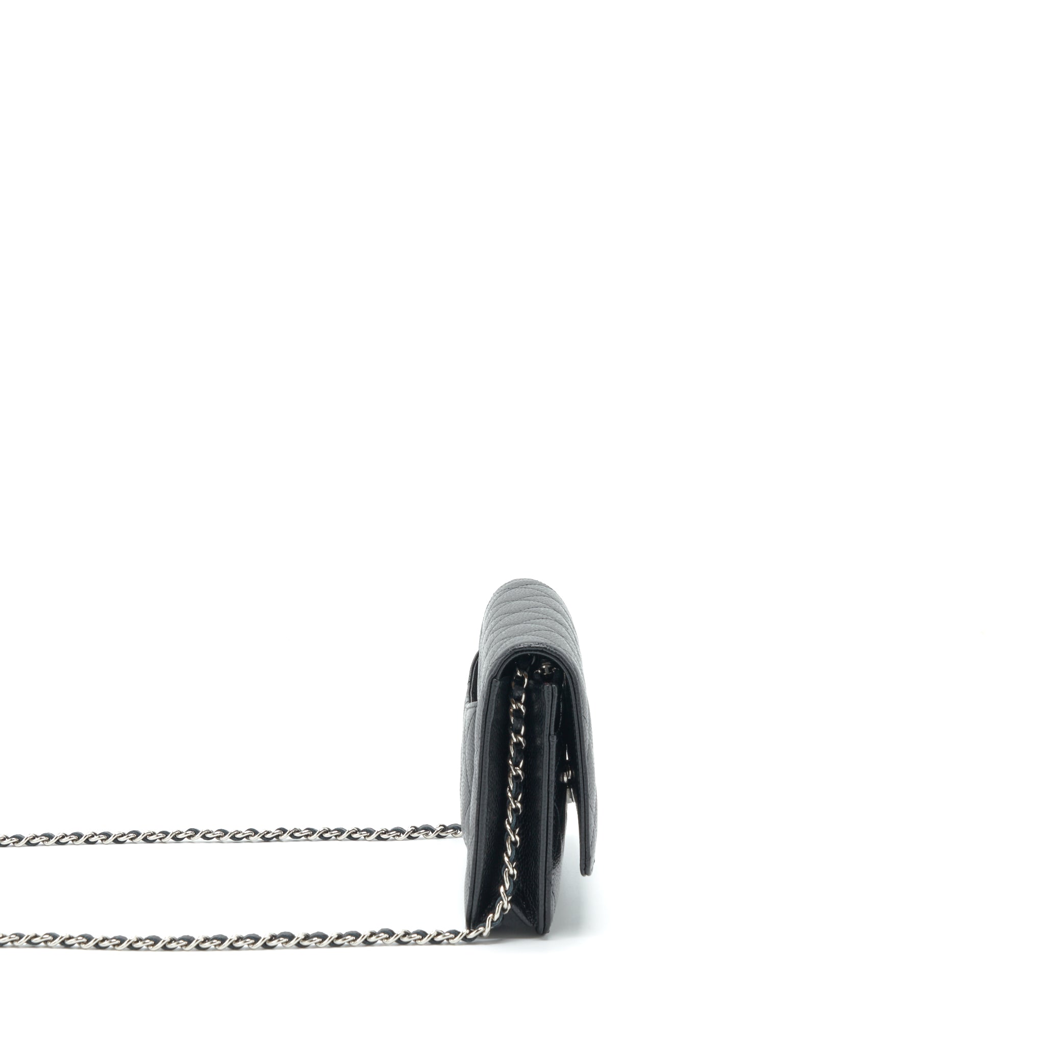 CHANEL CLASSIC WALLET ON CHAIN CAVIAR BLACK SHW (MICROCHIP)