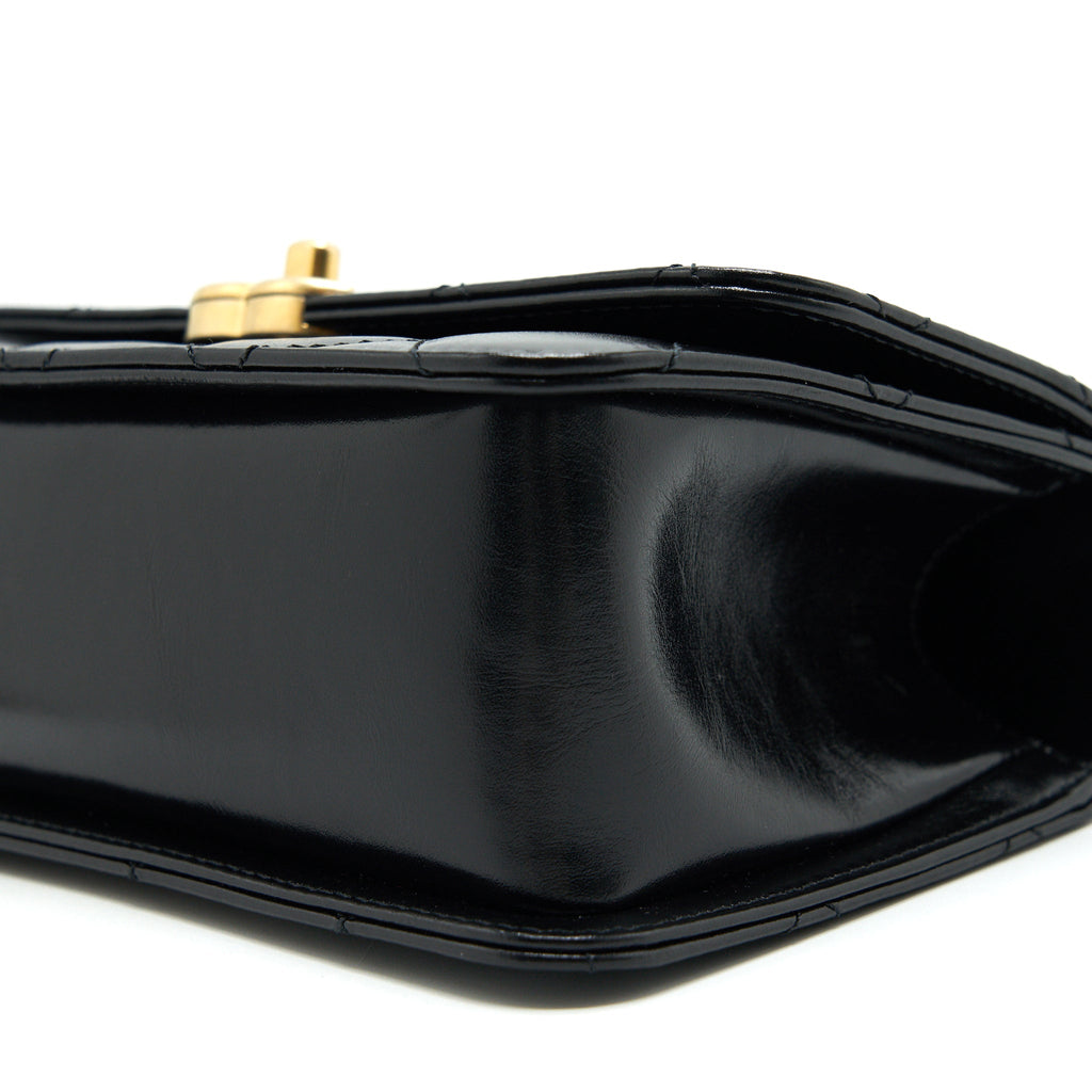 CHANEL 21A GOLD CRUSH MINI FLAP BAG CALFSKIN BLACK GHW