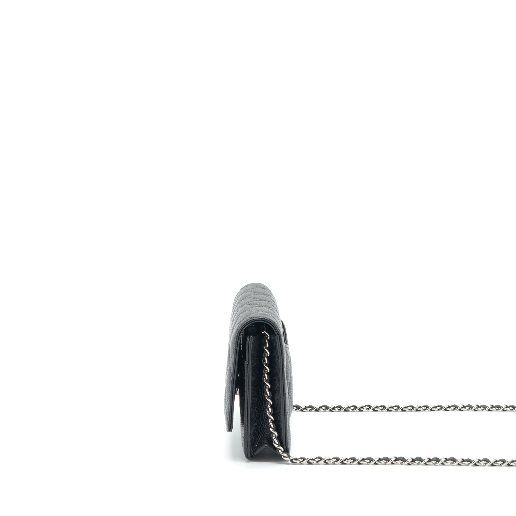 CHANEL CLASSIC WALLET ON CHAIN CAVIAR BLACK SHW (MICROCHIP)