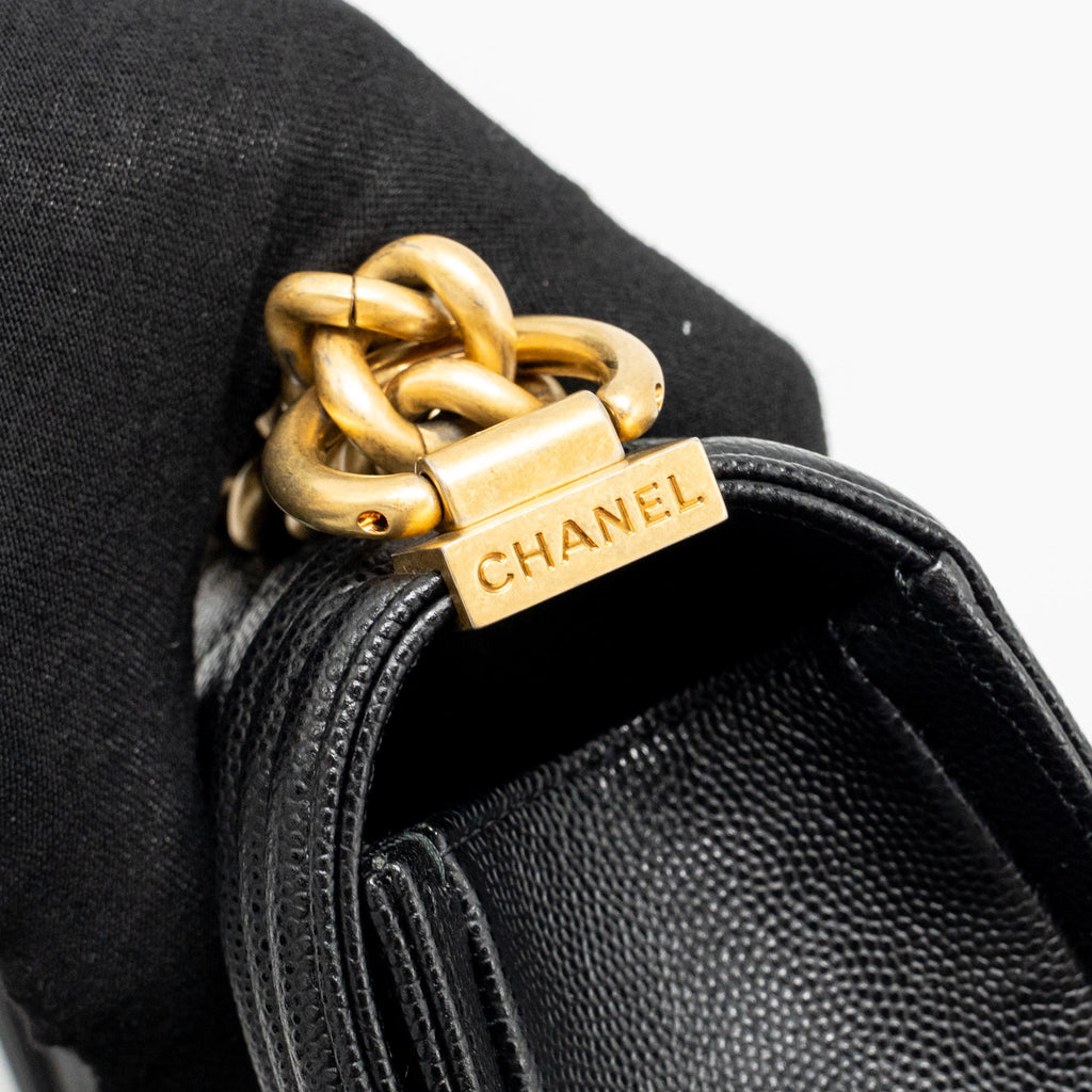 CHANEL SMALL BOY BAG CAVIAR BLACK GHW