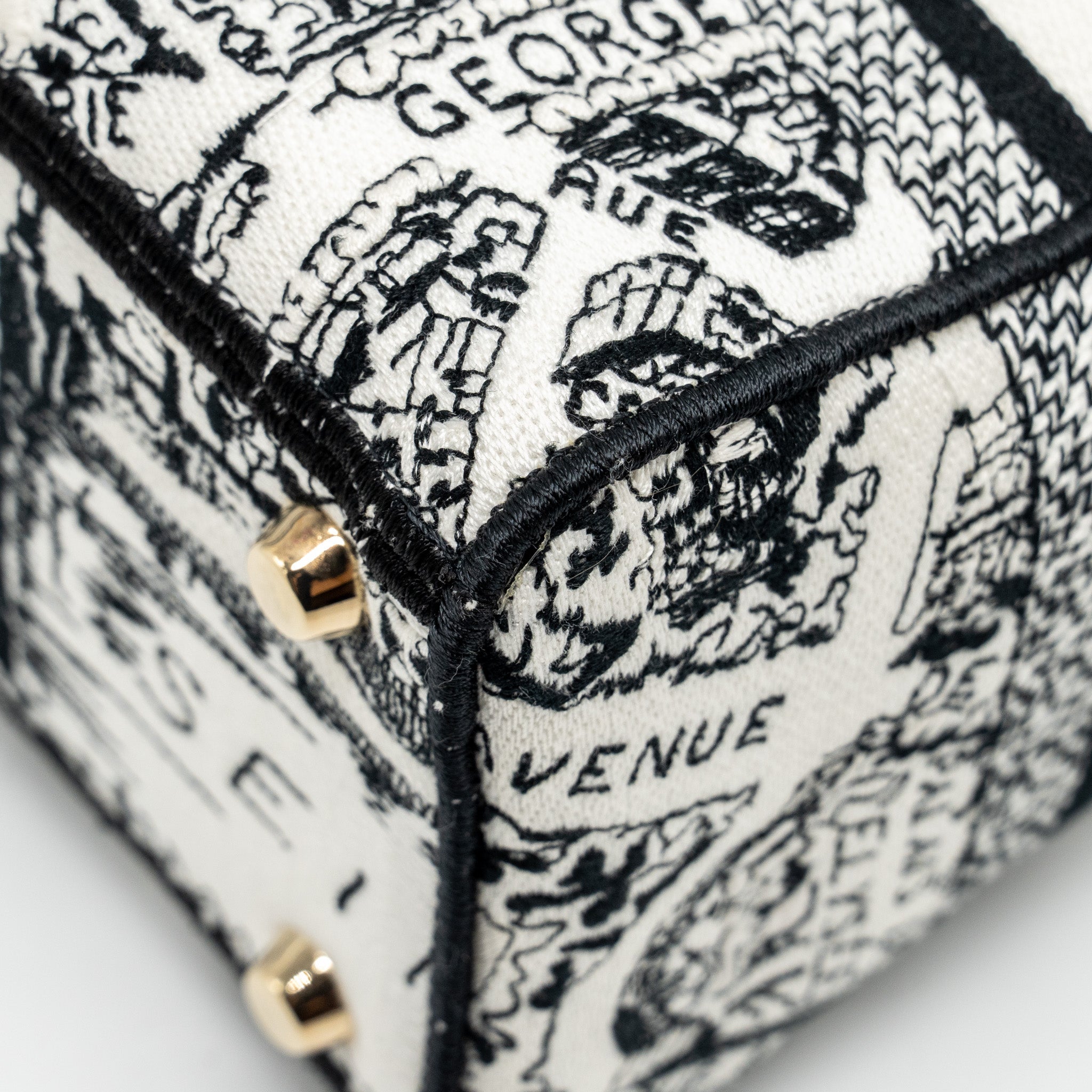 DIOR MEDIUM LADY D-LITE BAG PLAN DE PARIS EMBROIDERY CANVAS BLACK/WHITE LGHW