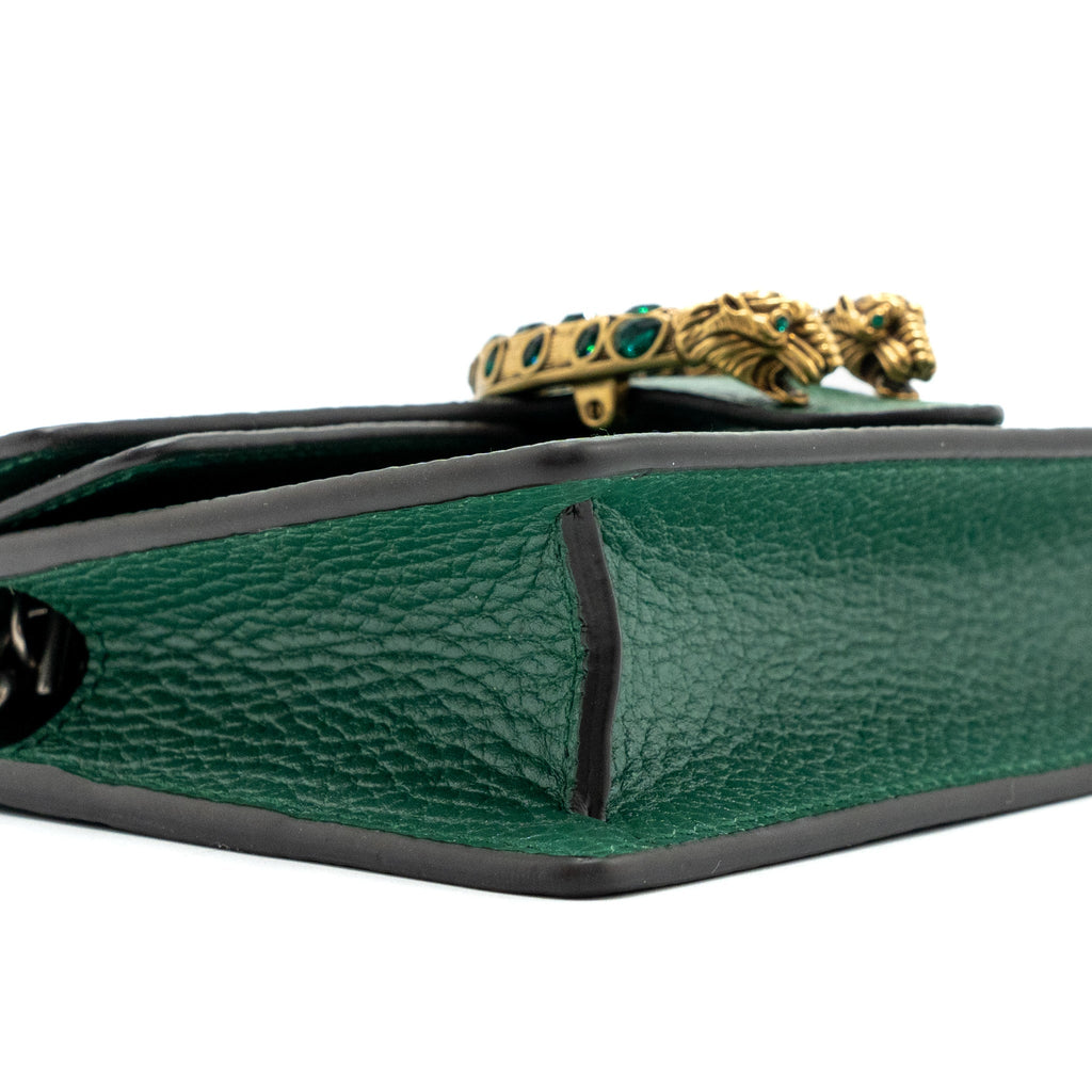 GUCCI DIONYSUS SUPER MINI LEATHER GREEN GHW