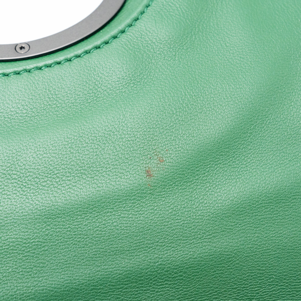 BOTTEGA VENETA CLUTCH NAPPA GREEN BLACK HARDWARE