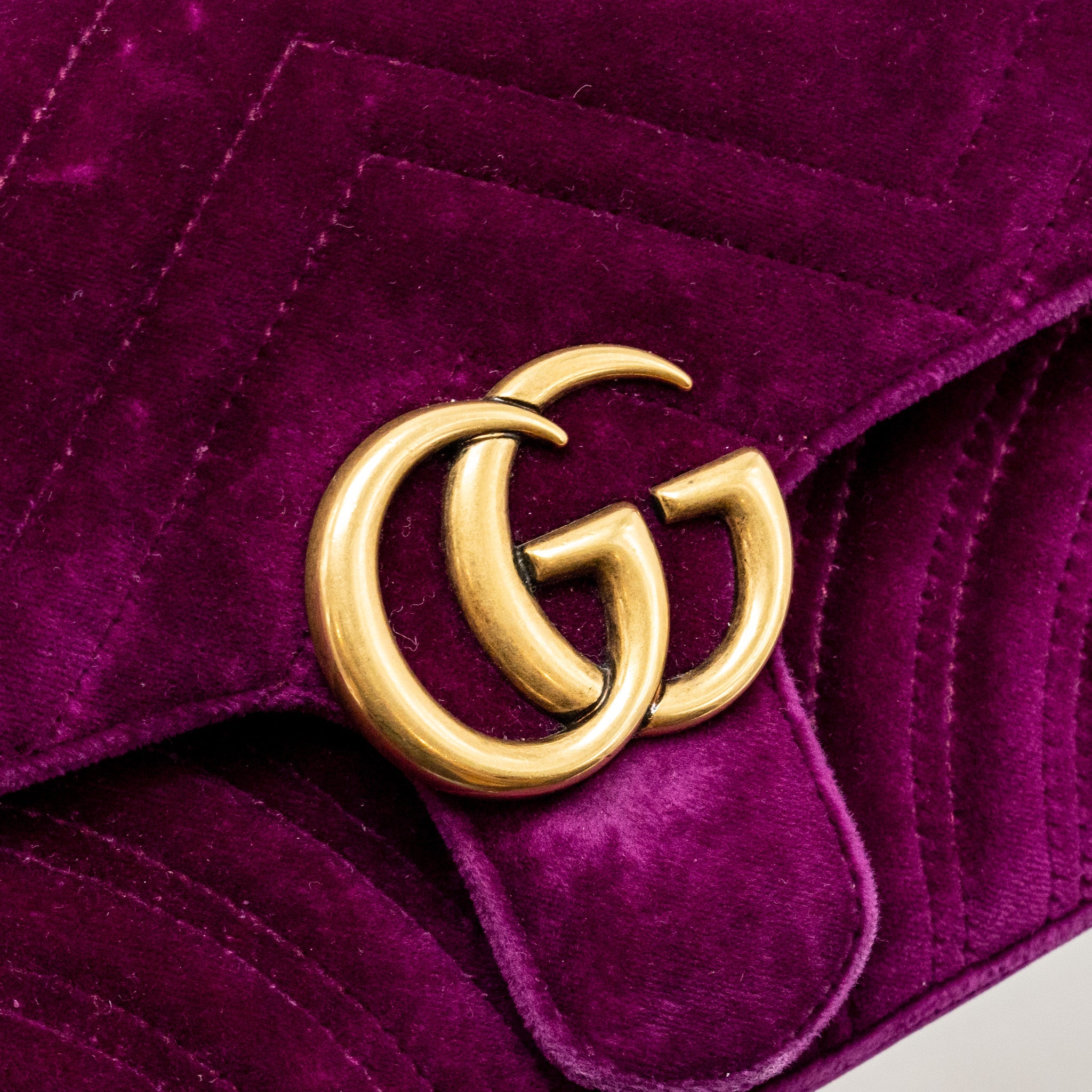 GUCCI MINI GG MARMONT SHOULDER BAG VELVET HOT PINK GHW