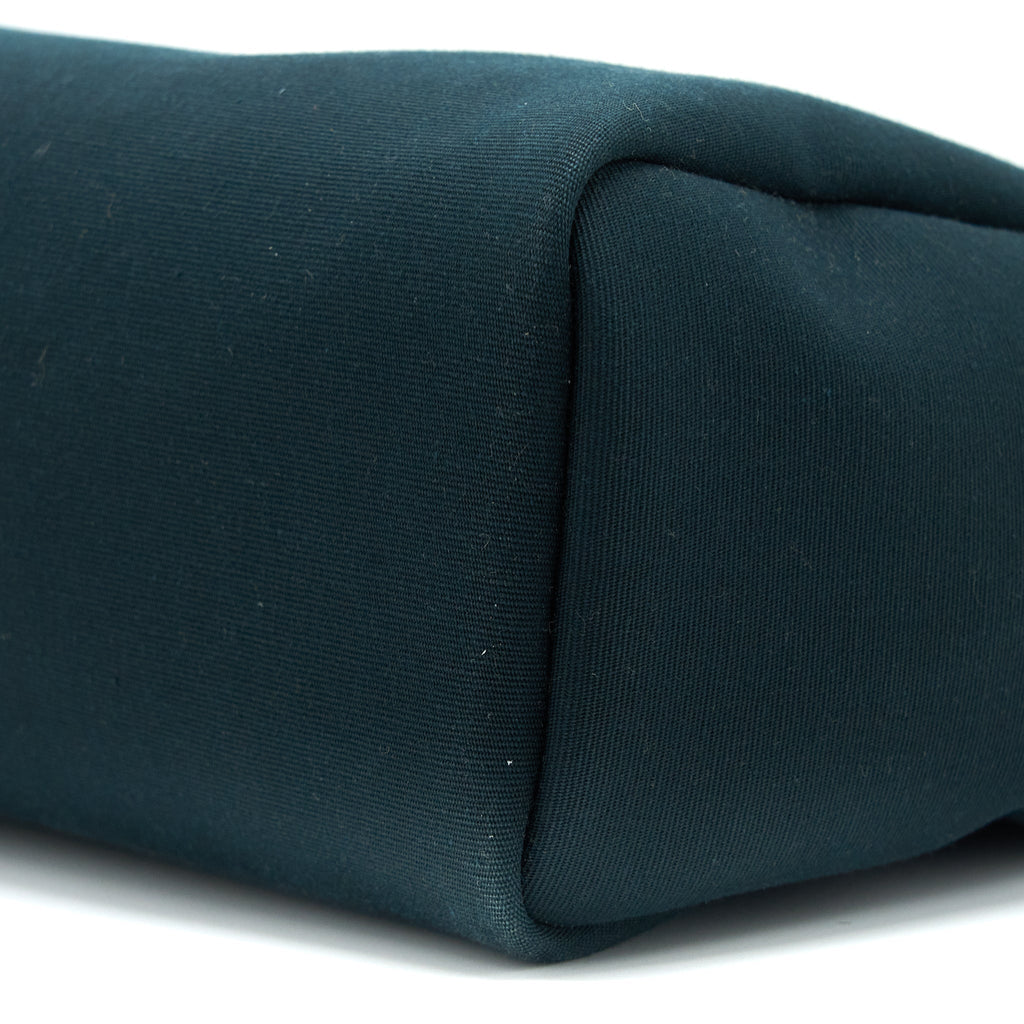 HERMES HERBAG 31 ZIP BAG CANVAS/ HUNTER LEATHER VERT CYPRES-VT OLIVE/ BLUE INDIGO SHW