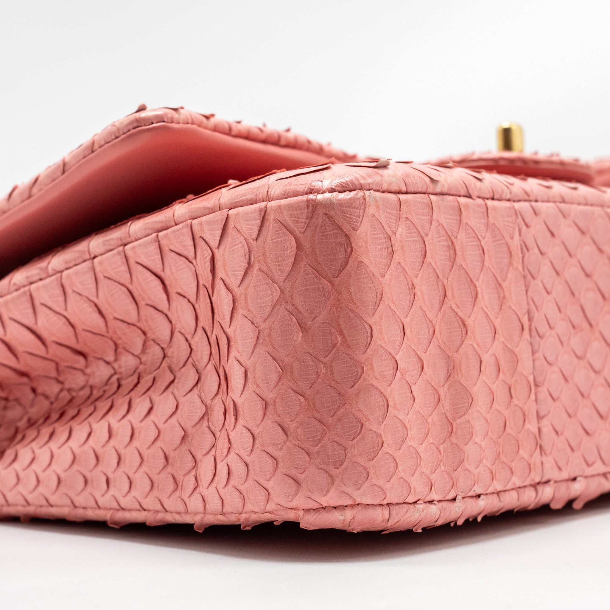 CHANEL MEDIUM FLAP BAG WITH DETAILED CHARMS PYTHON PINK GHW