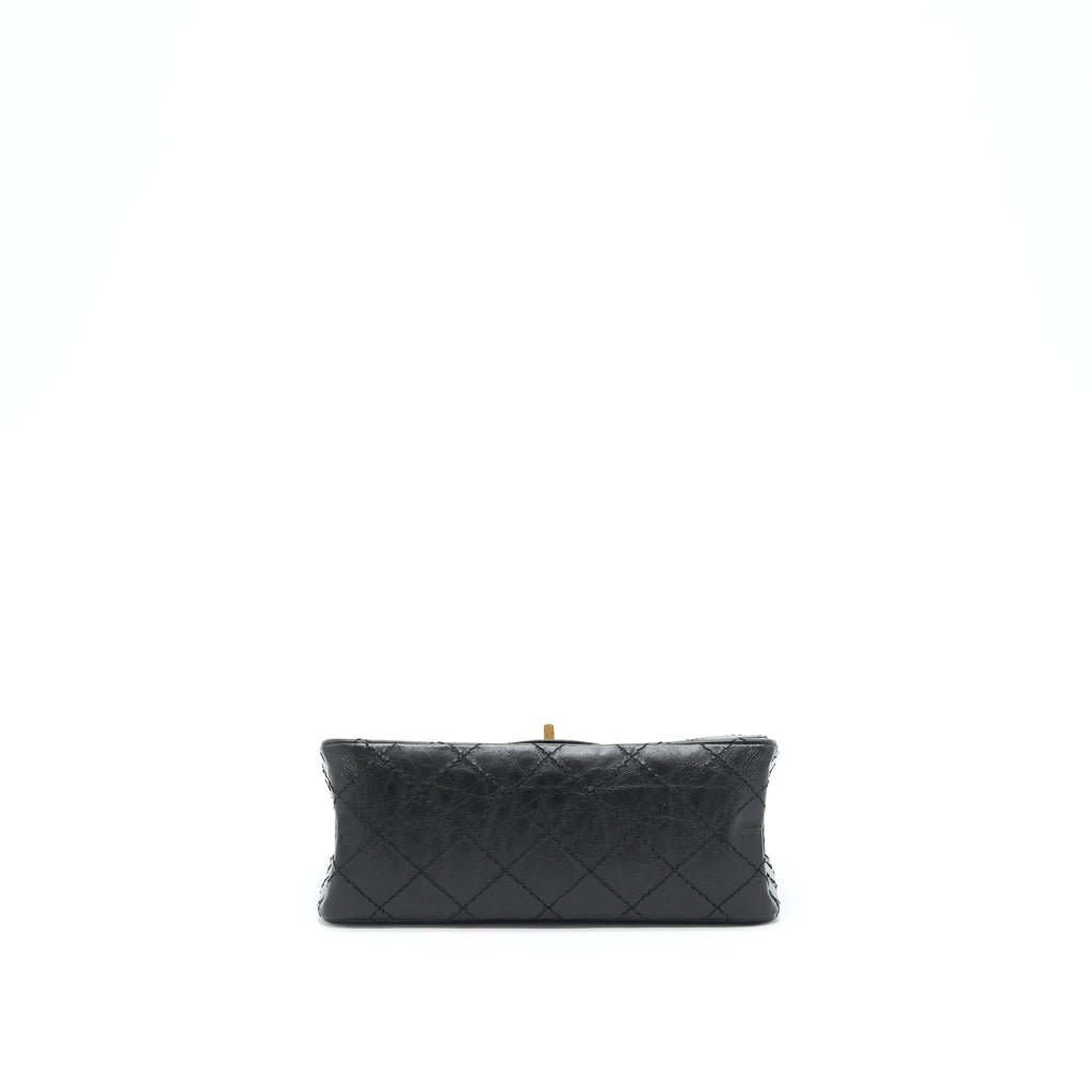 CHANEL MINI 2.55 REISSUE FLAP BAG AGED CALFSKIN BLACK BRUSHED GHW (MICROCHIP)