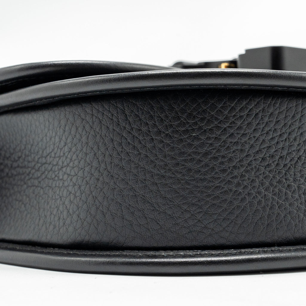 DIOR LARGE GALLOP BAG WITH STRAP GRAINED SMOOTH CALFSKIN BLACK SILVER/GOLD HARDWARE