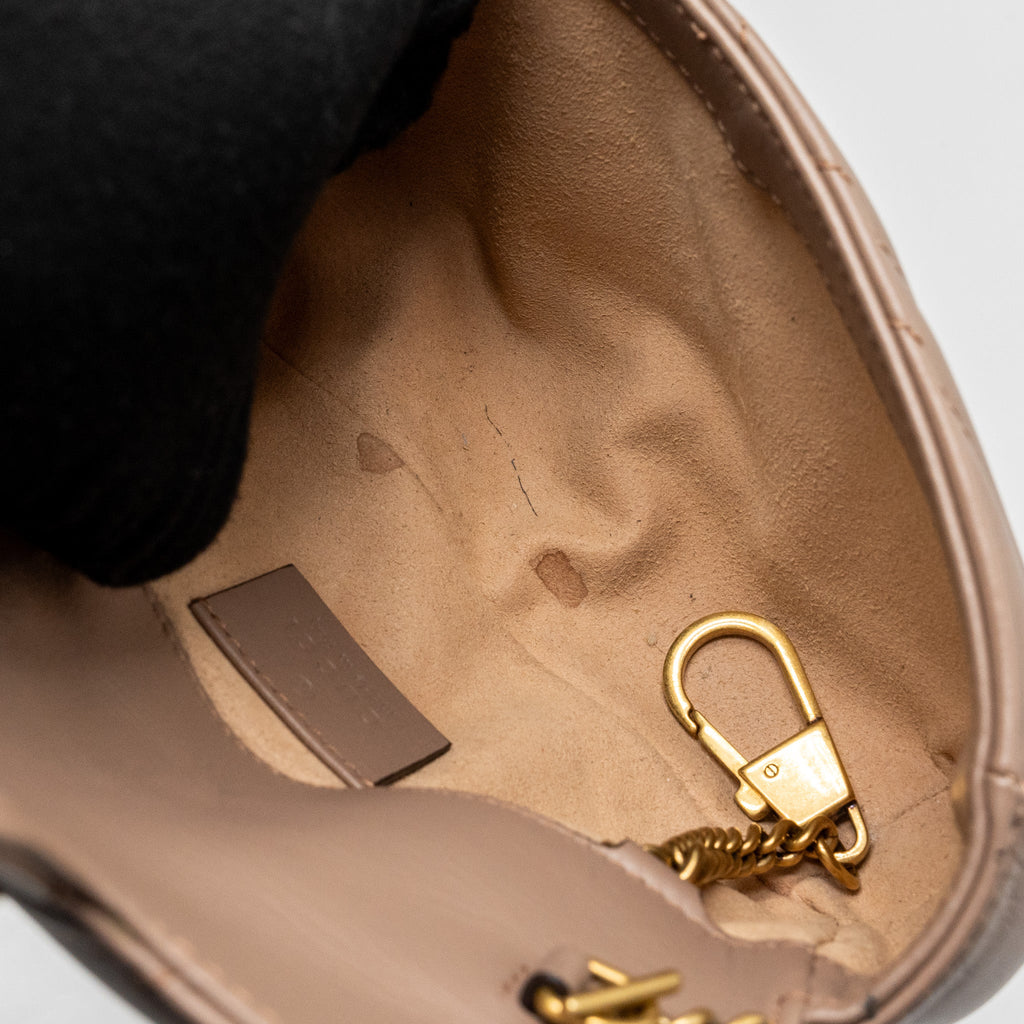 GUCCI SUPER MINI GG MARMONT CALFSKIN BEIGE GHW