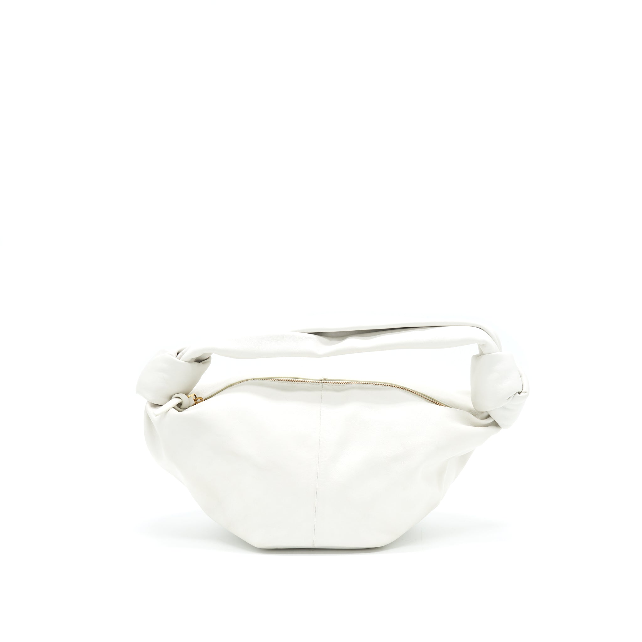BOTTEGA VENETA DOUBLE KNOT LEATHER SHOULDER BAG WHITE