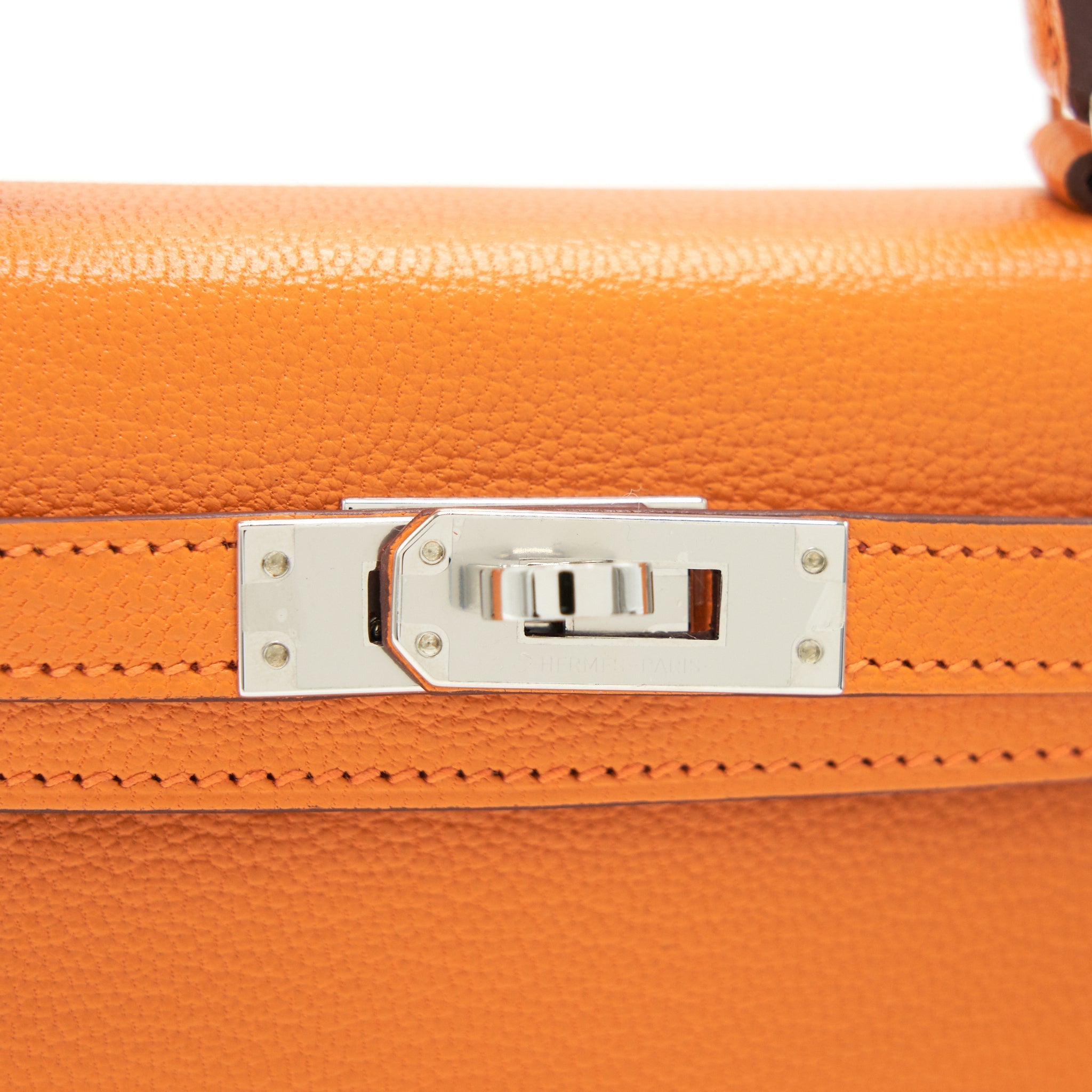 HERMES SAC MINI KELLY Ⅱ VERSO CHEVRE MYSORE ORANGE/ SANGUINE SHW