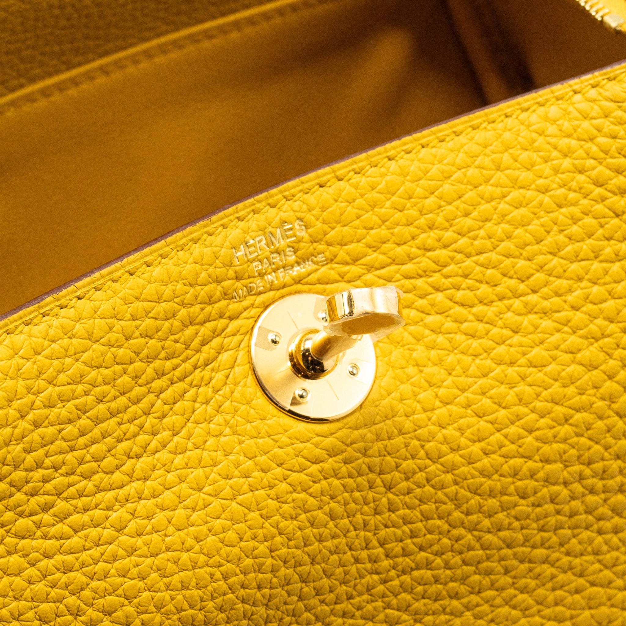 HERMES MINI LINDY CLEMENCE 9D JAUNE AMBER GHW