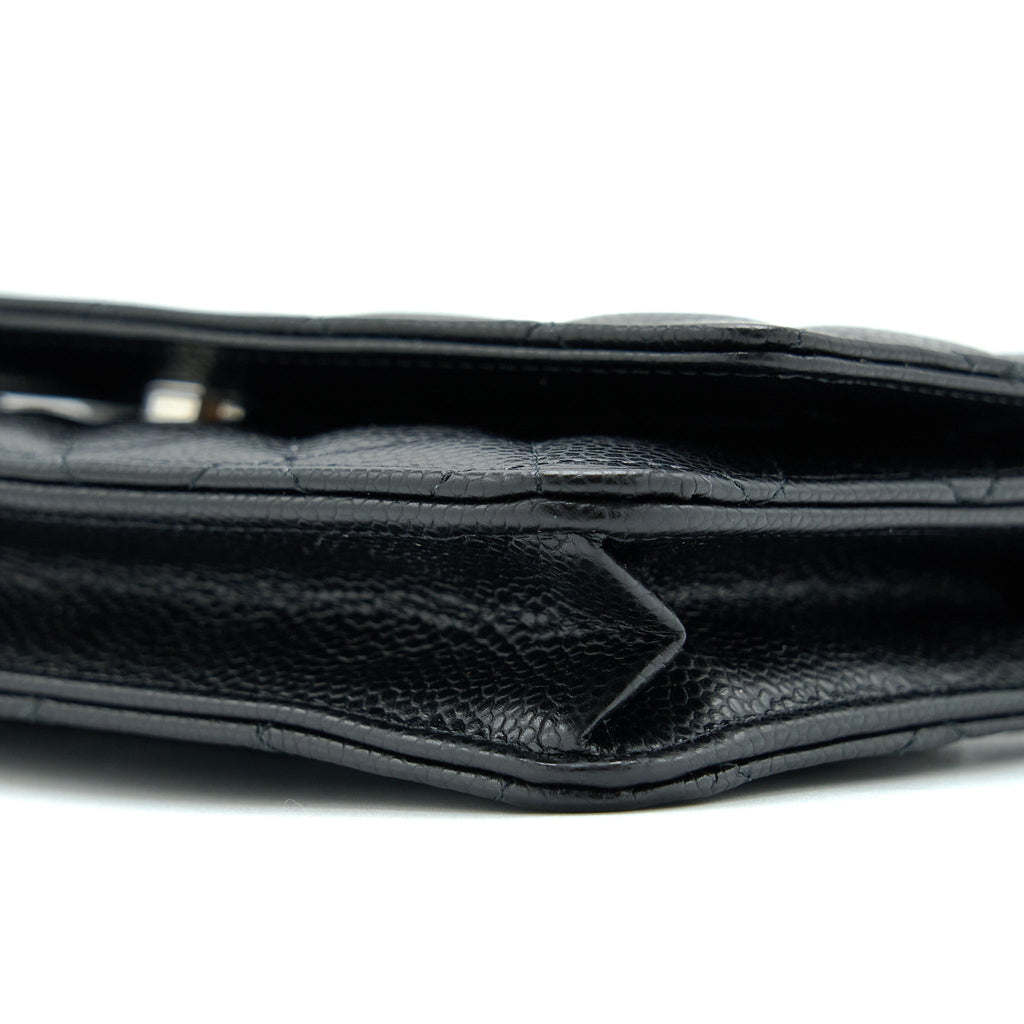 CHANEL CLASSIC WALLET ON CHAIN CAVIAR BLACK SHW (MICROCHIP)
