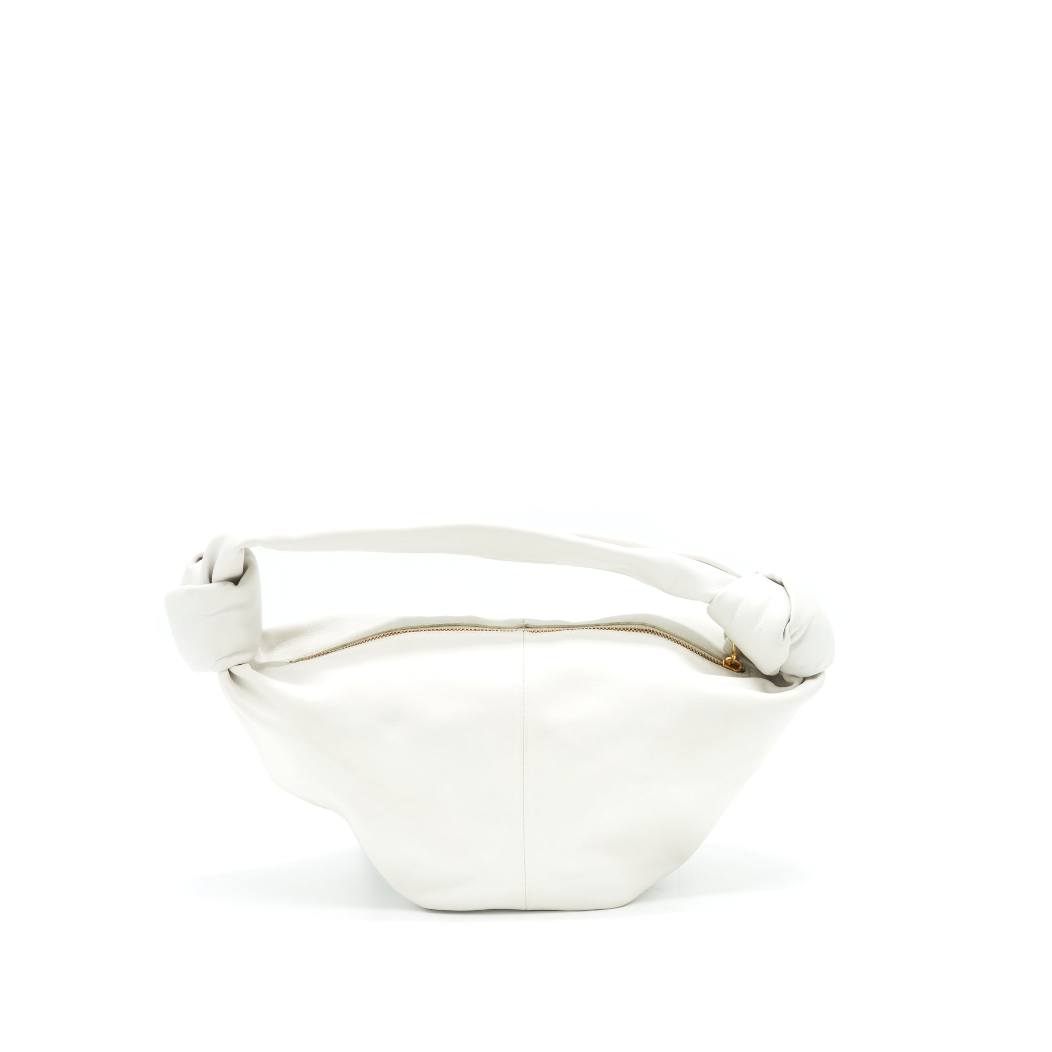 BOTTEGA VENETA DOUBLE KNOT LEATHER SHOULDER BAG WHITE