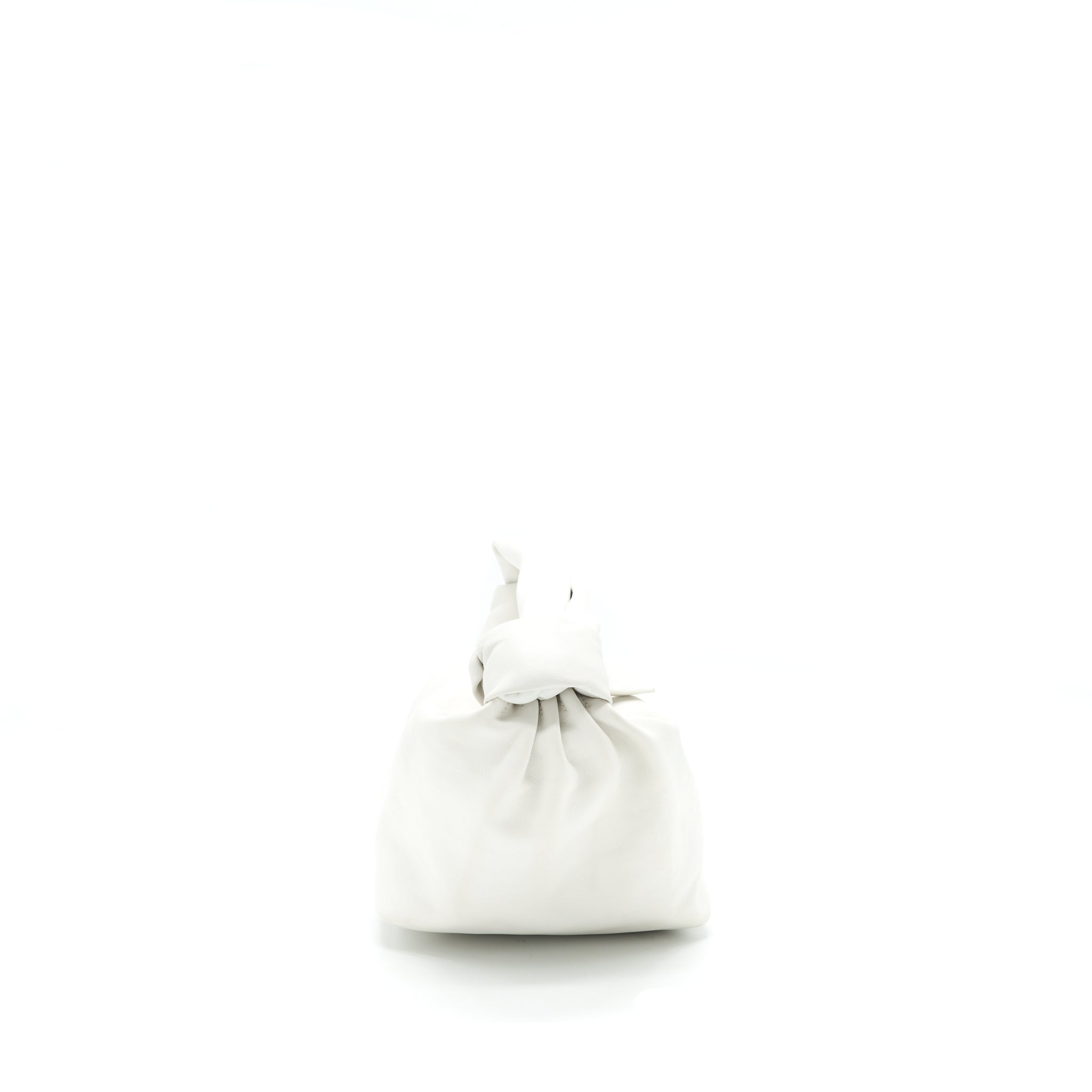 BOTTEGA VENETA DOUBLE KNOT LEATHER SHOULDER BAG WHITE